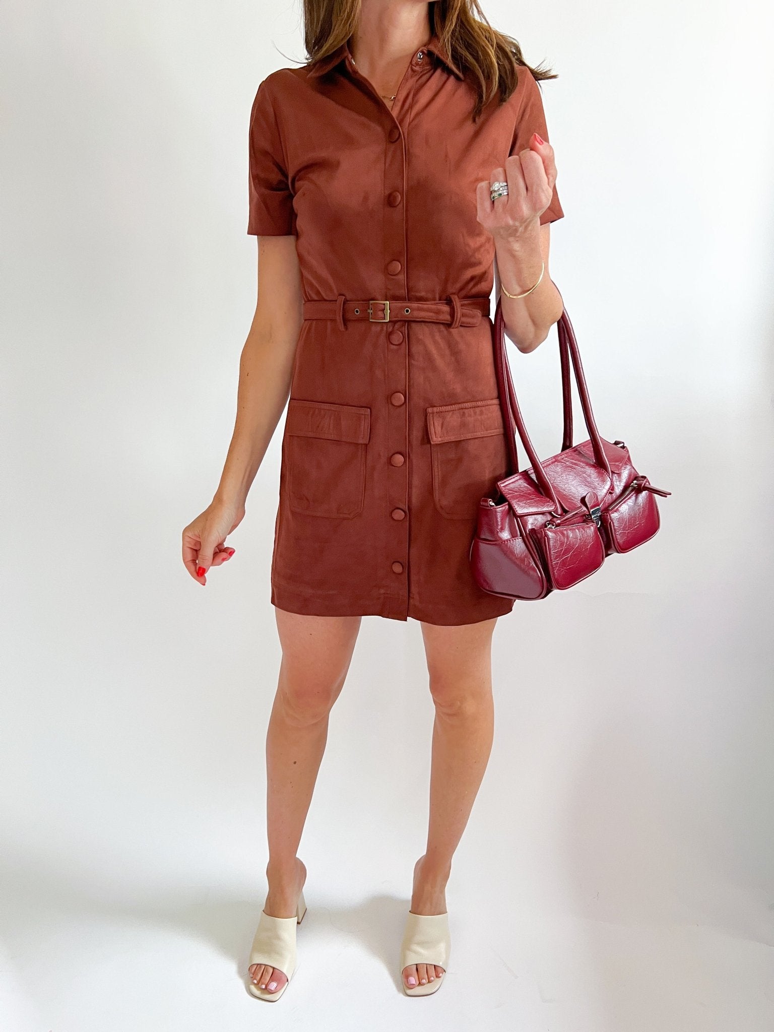 Joliana Belted Mini Dress - Swoon Boutique New Orleans