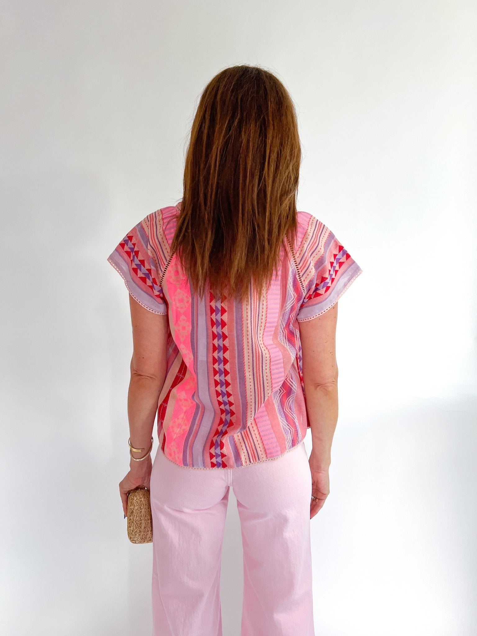 Kimberly Pink Multi Stripe Top - Swoon Boutique New Orleans