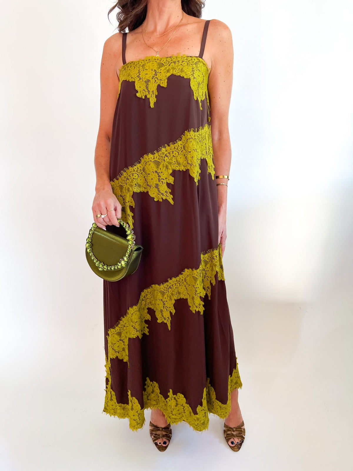 Lace Trim Tiered Midi Dress - Swoon Boutique New Orleans