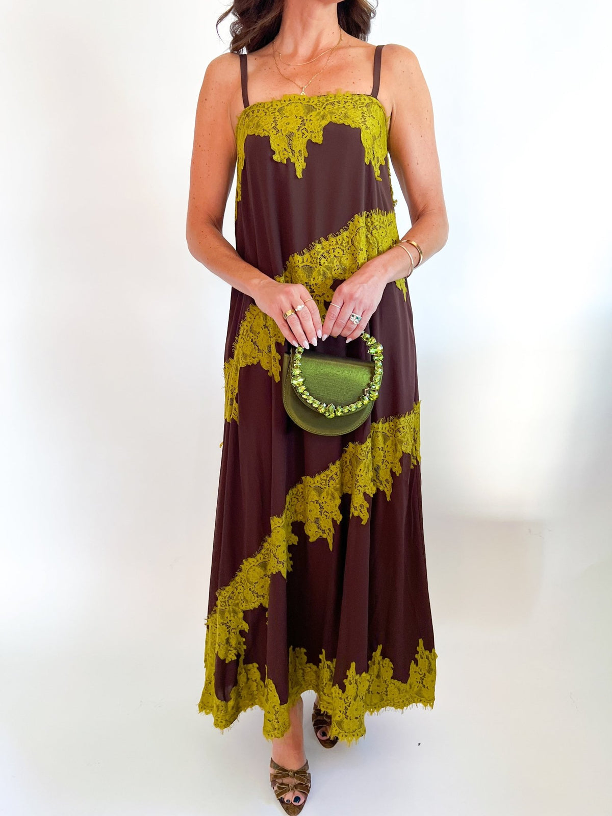 Lace Trim Tiered Midi Dress - Swoon Boutique New Orleans