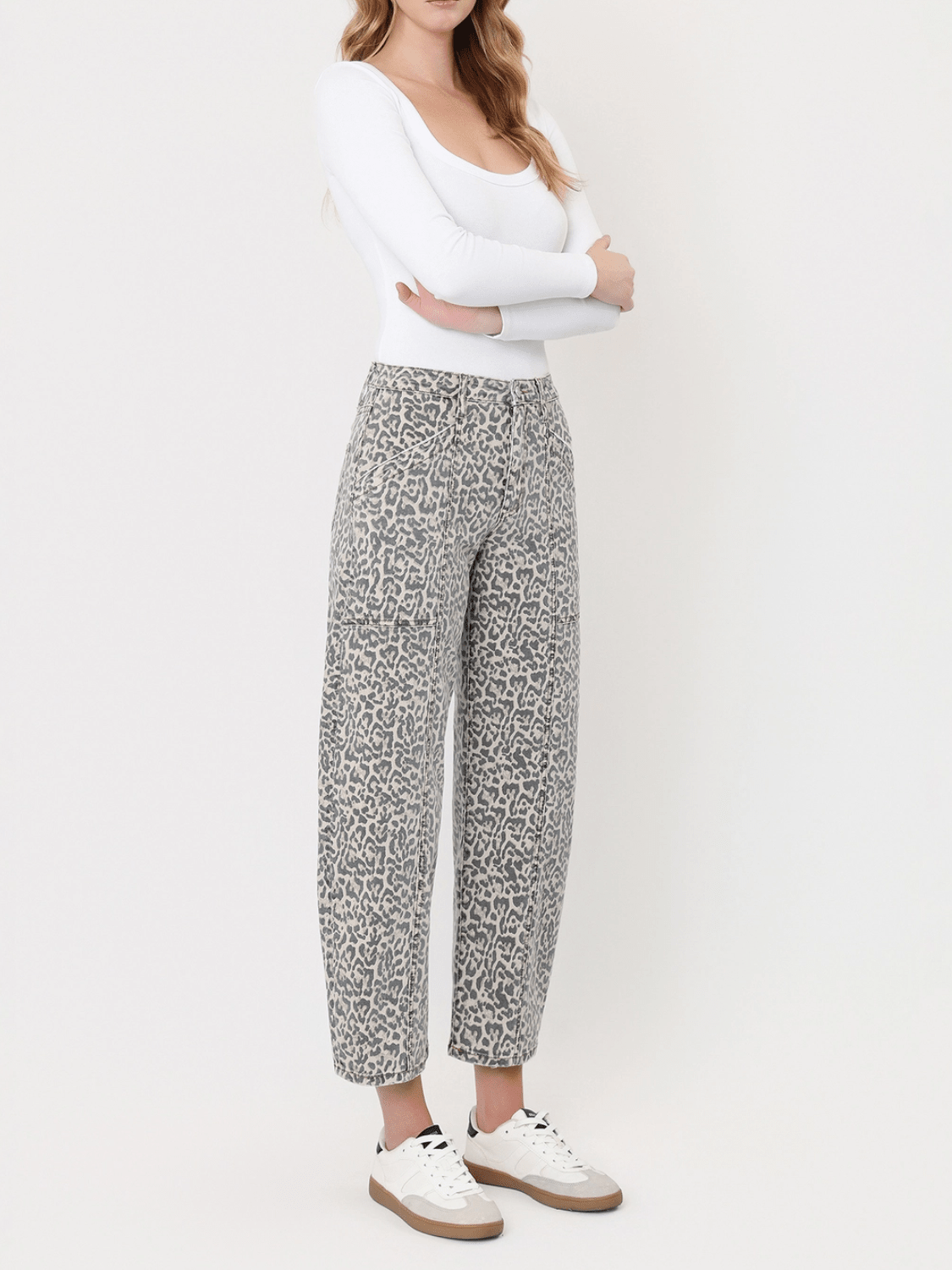 Leopard Utility Barrel Jeans - Swoon Boutique New Orleans