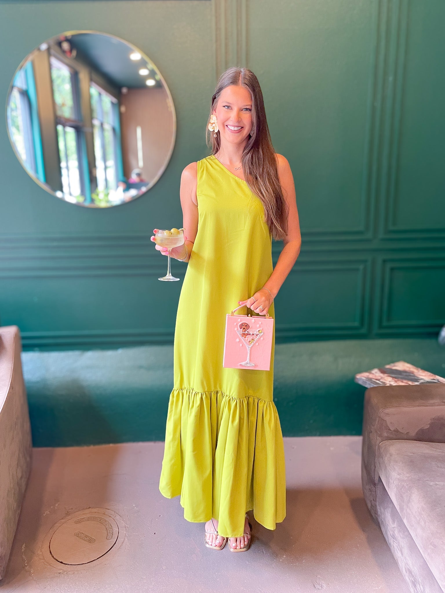 Lime Grove One-Shoulder Maxi Dress - Swoon Boutique New Orleans