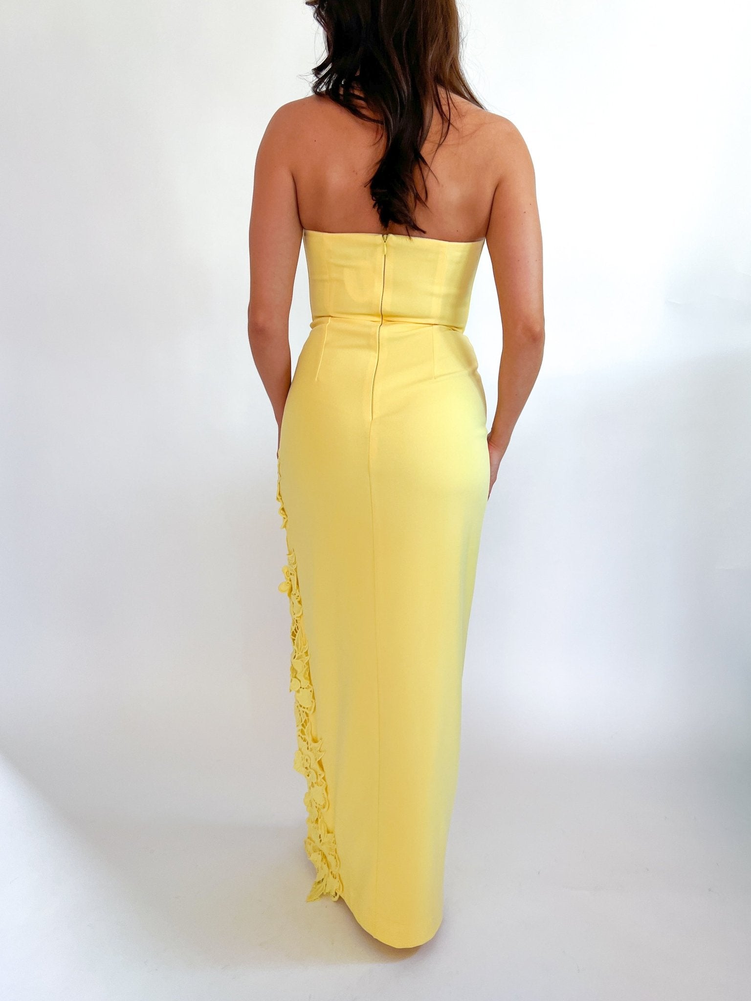 Low V Strapless Maxi Dress with Slit - Swoon Boutique New Orleans