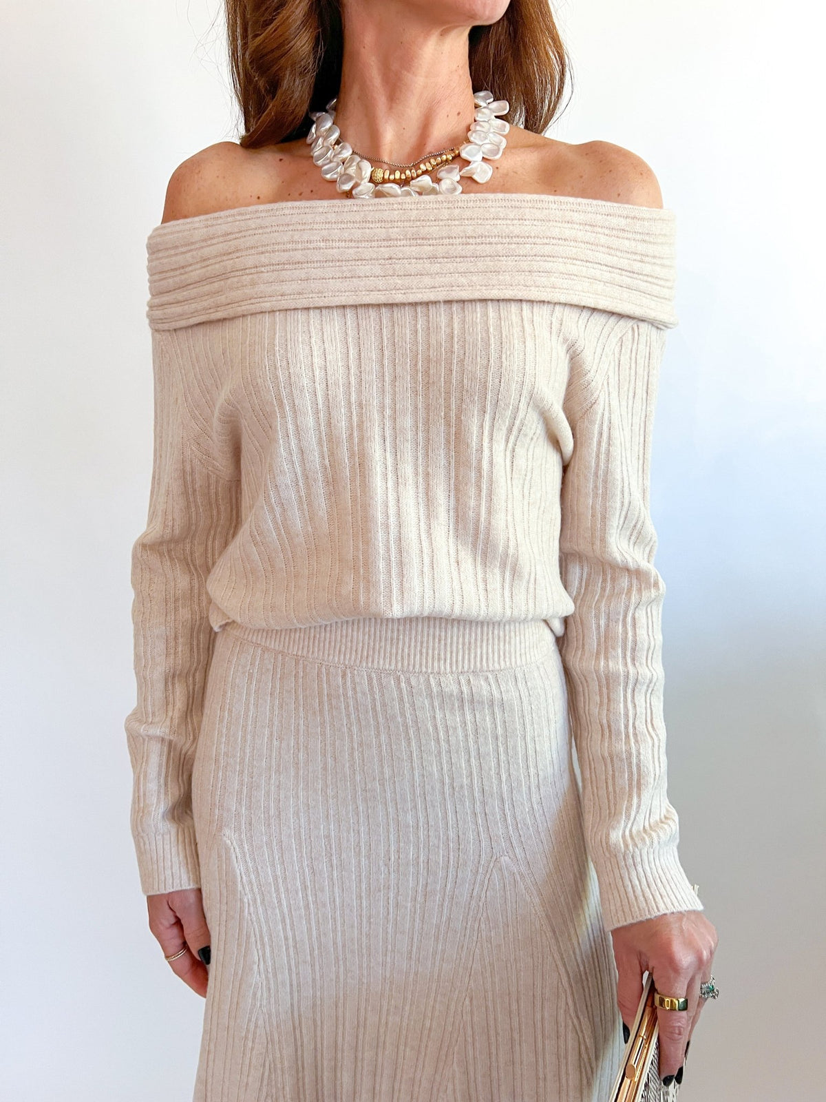 Lucien Knit Off Shoulder Relaxed Pullover - Swoon Boutique New Orleans