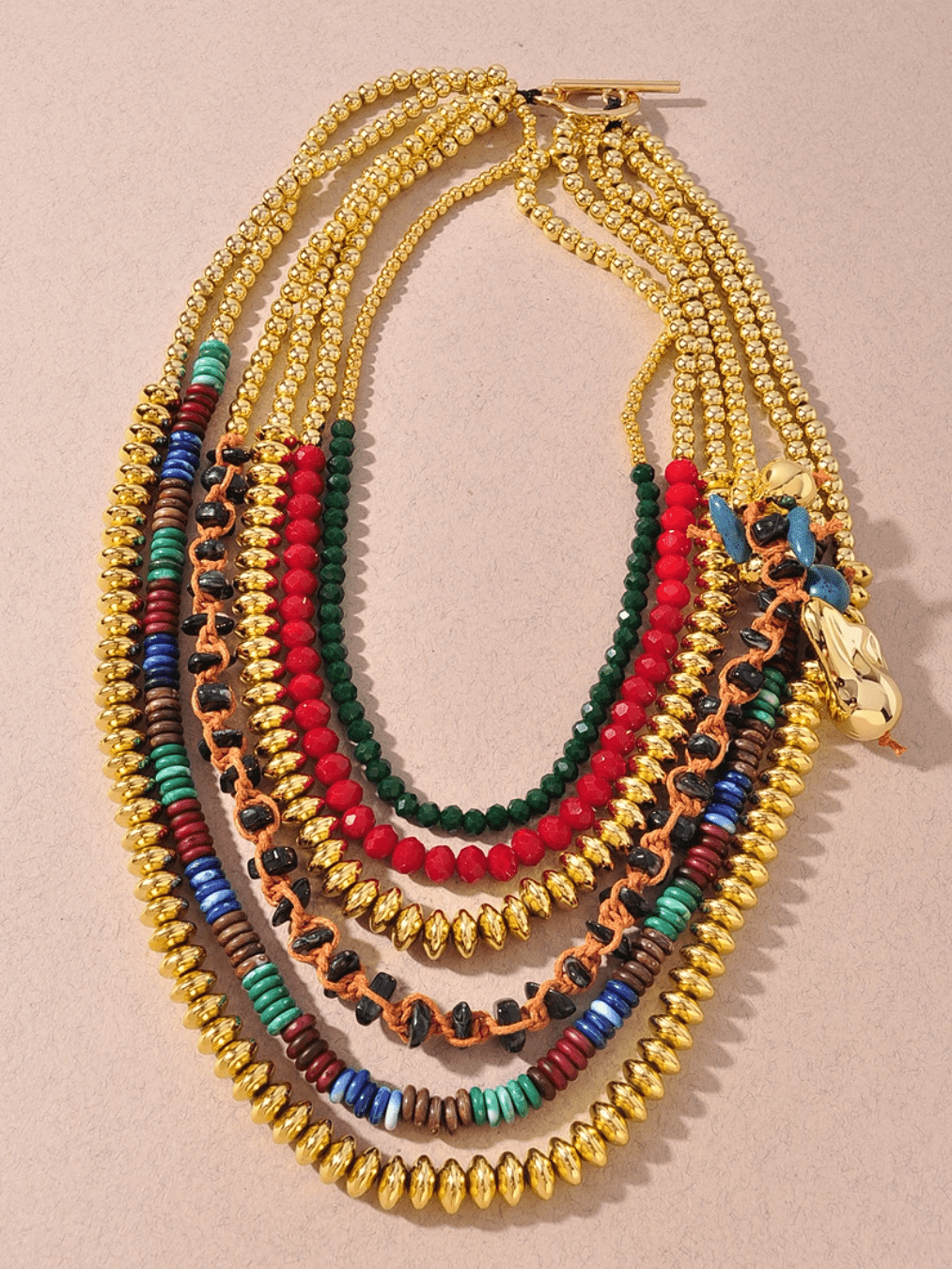 Metal Bead Multi Strand Layered Necklace - Swoon Boutique New Orleans