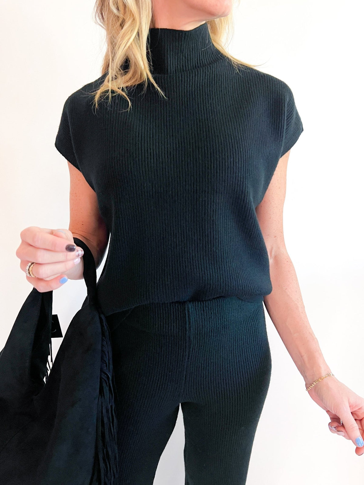 Mock Neck Knit Poncho Top - Swoon Boutique New Orleans