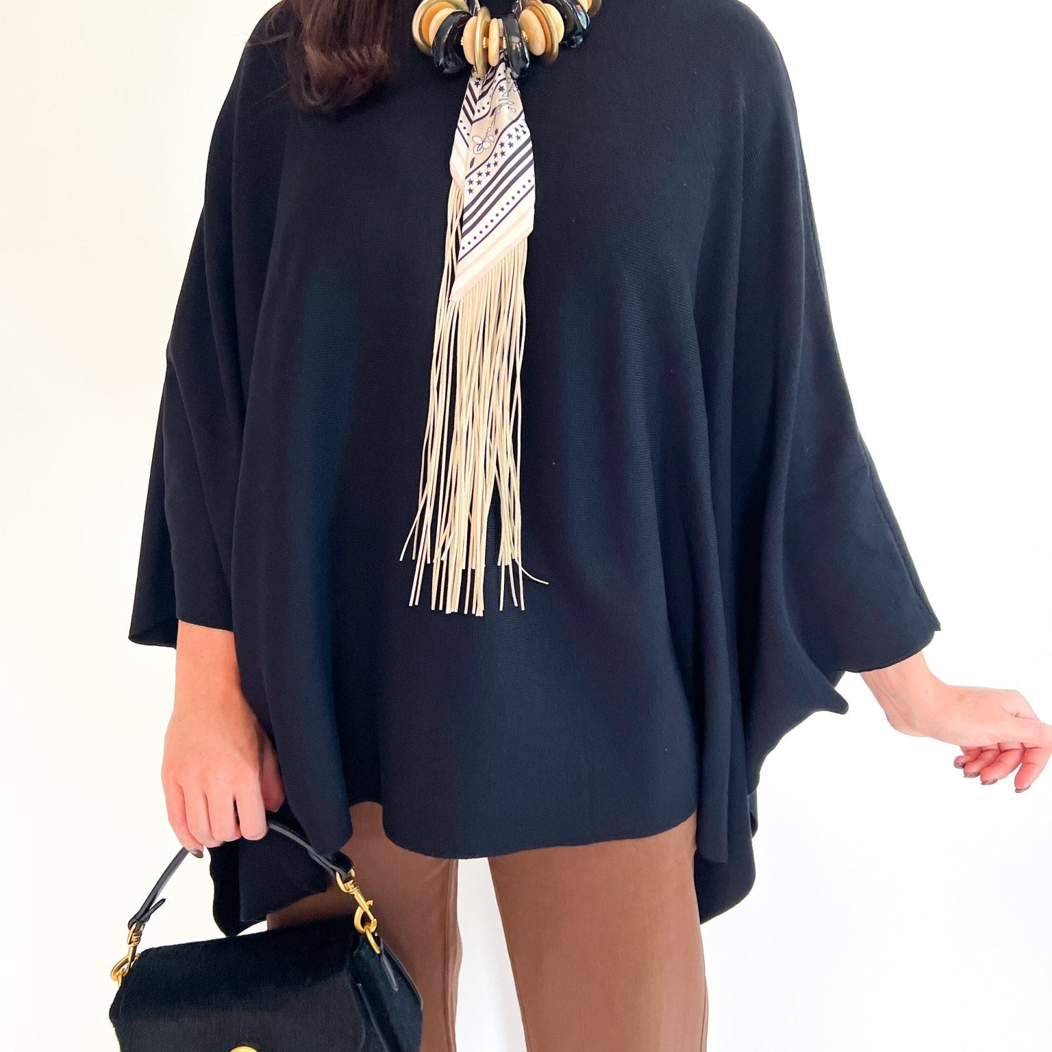 Mock Neck Poncho Sweater - Swoon Boutique New Orleans