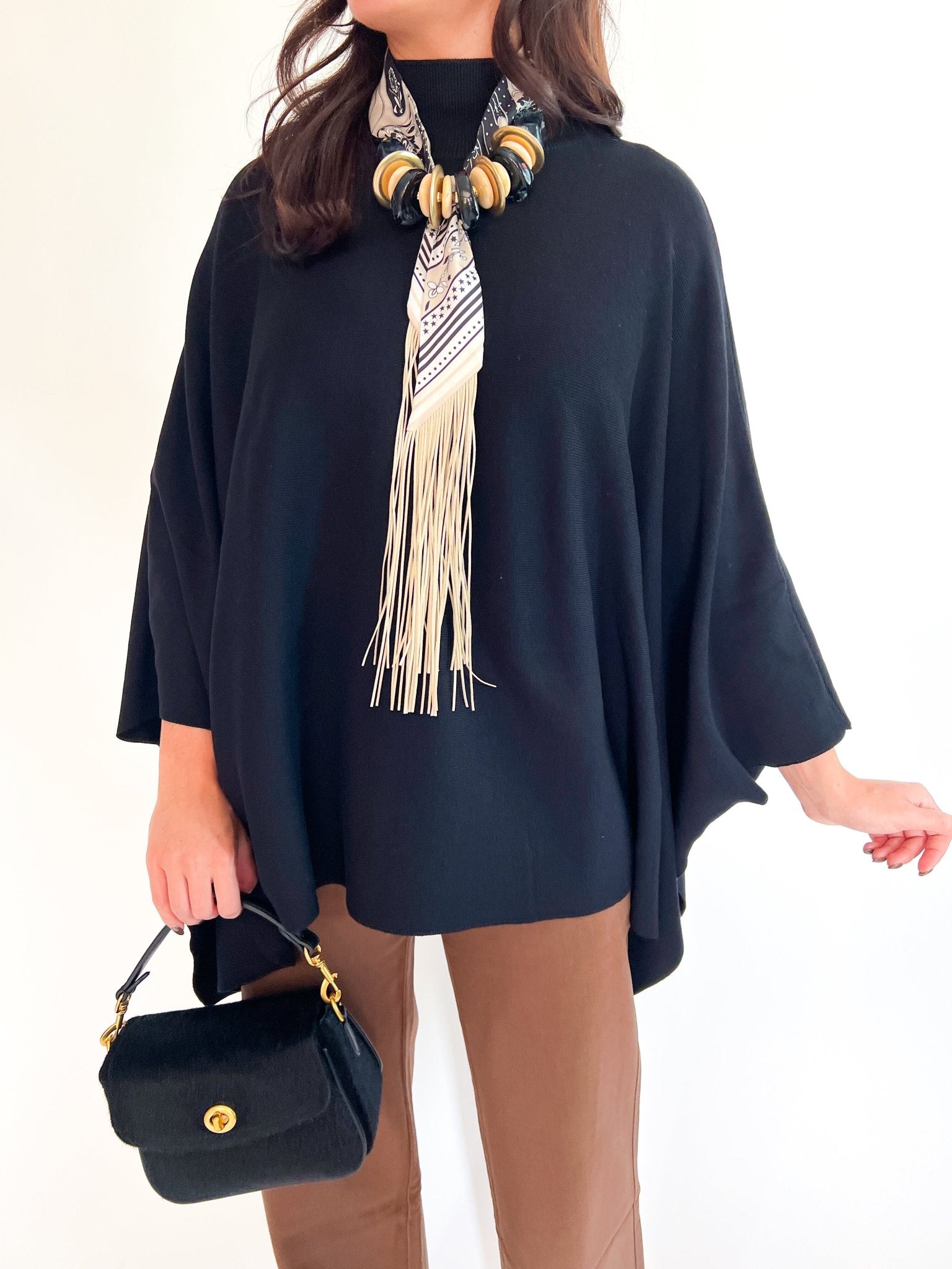 Mock Neck Poncho Sweater - Swoon Boutique New Orleans
