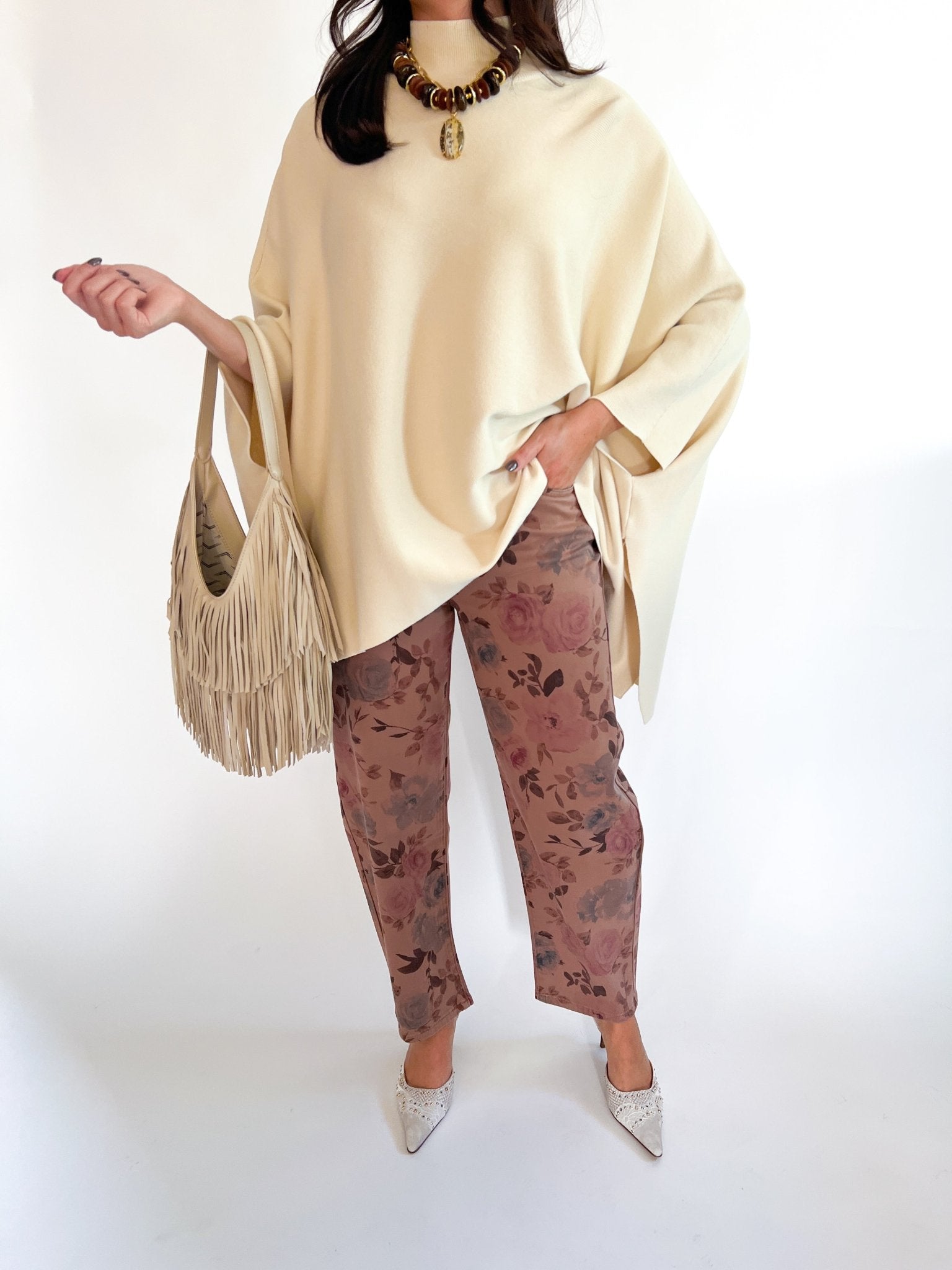 Mock Neck Poncho Sweater - Swoon Boutique New Orleans