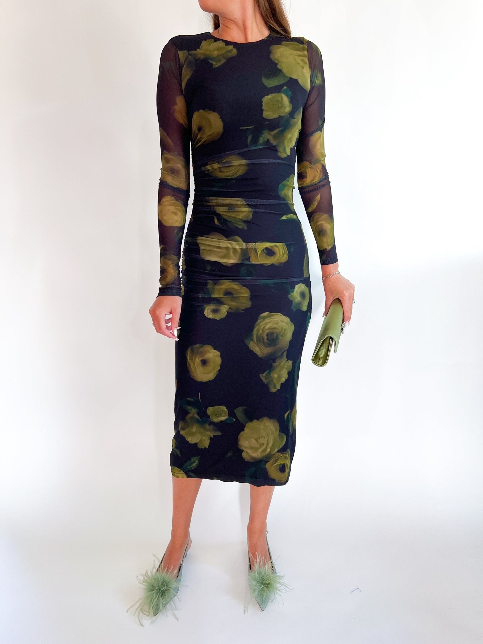 Nocturnal Blooms Midi Dress - Swoon Boutique New Orleans
