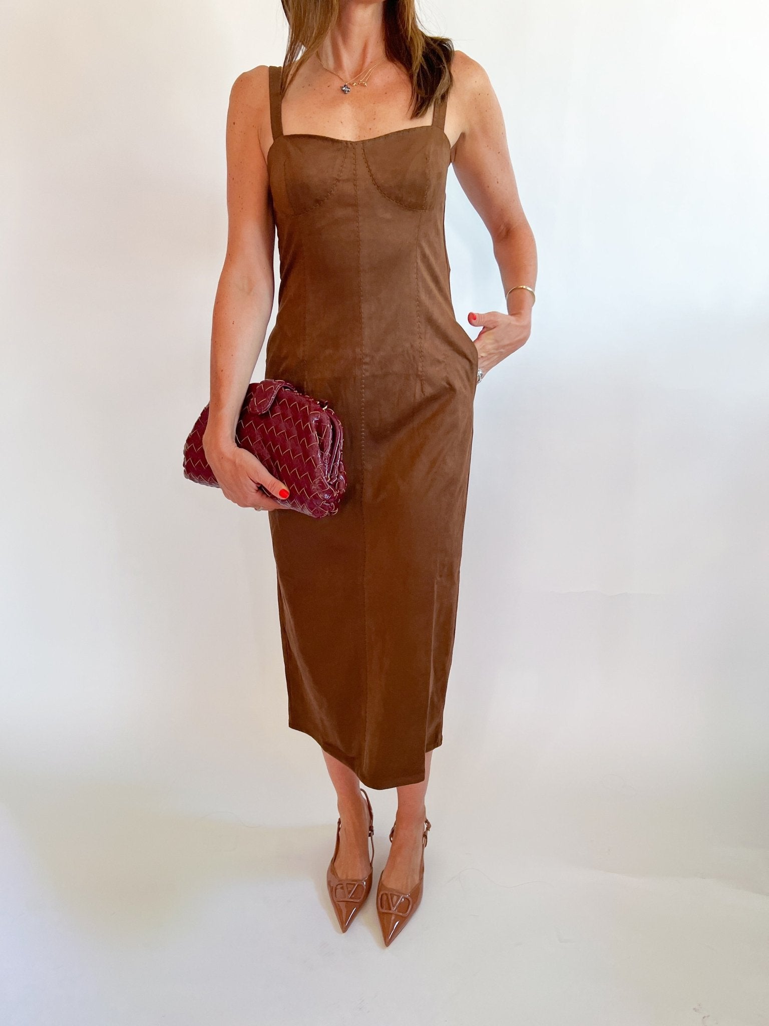 Olivia Suede Midi Dress - Swoon Boutique New Orleans