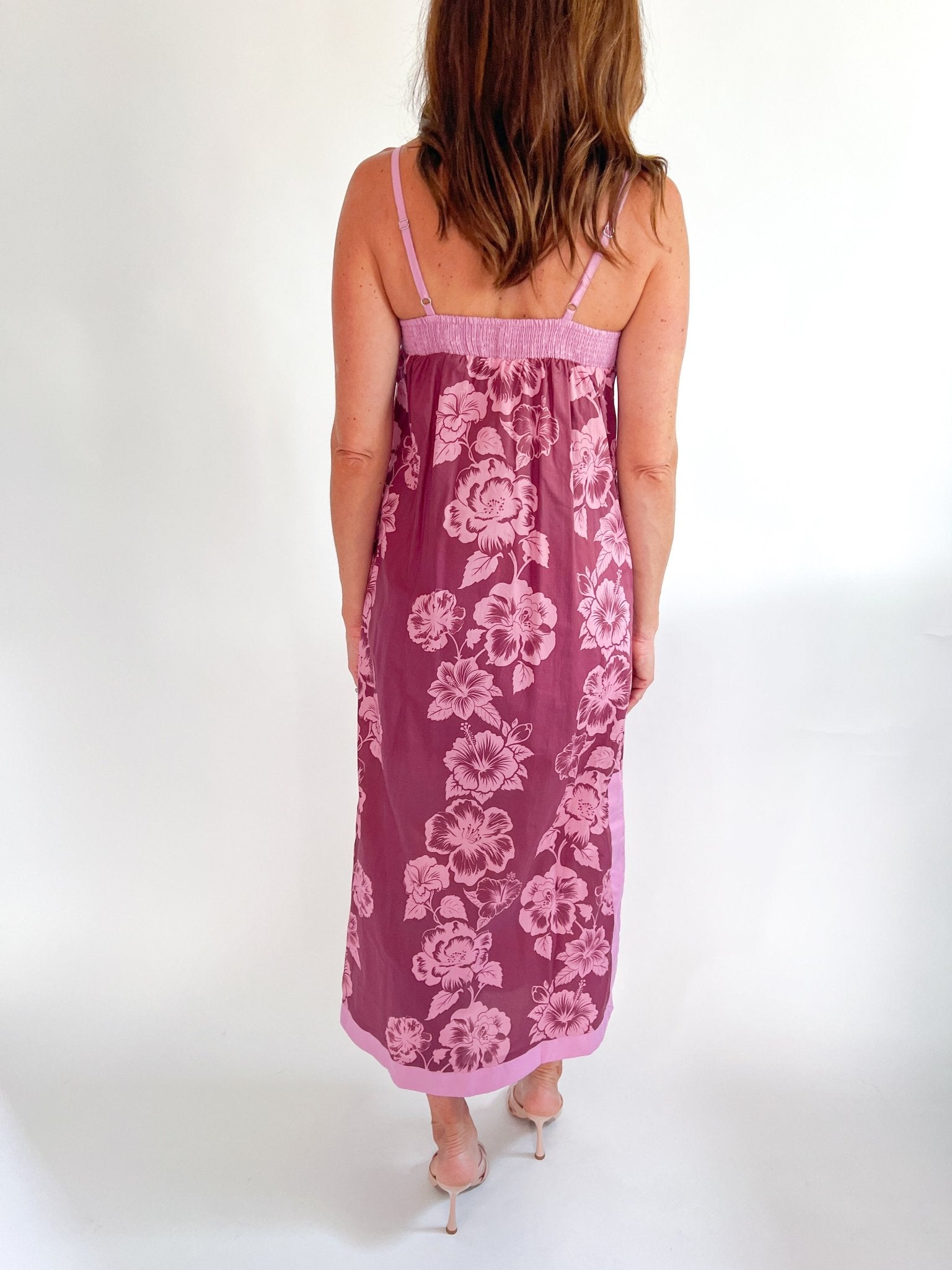 Orchid Bloom Satin Midi Dress - Swoon Boutique New Orleans