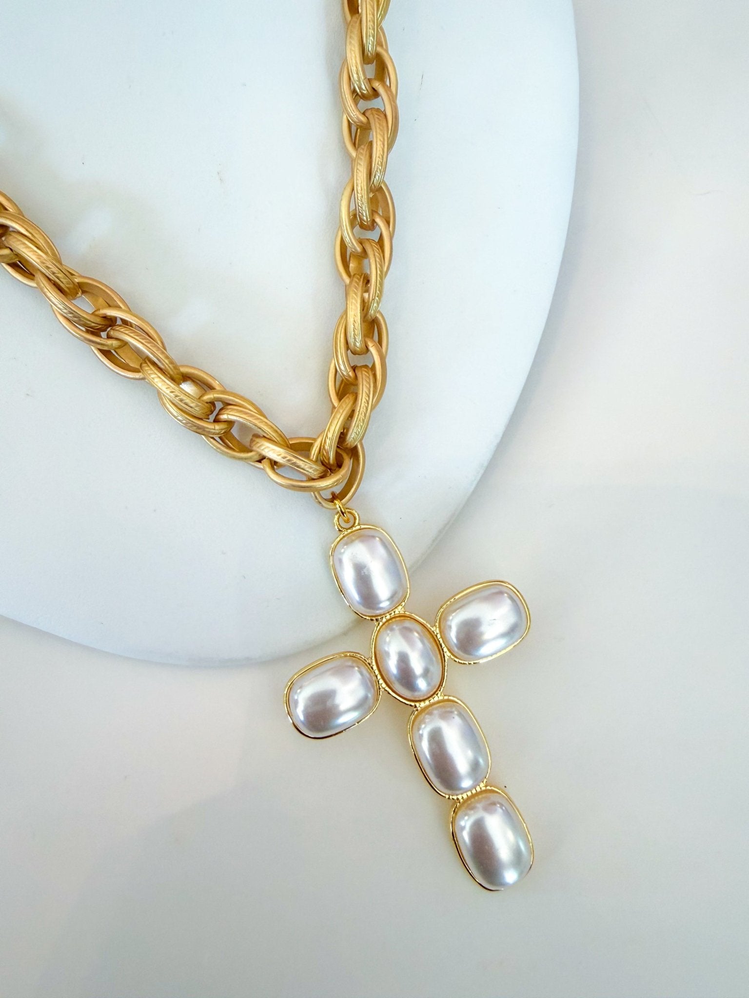 Pearl Cross Necklace - Swoon Boutique New Orleans