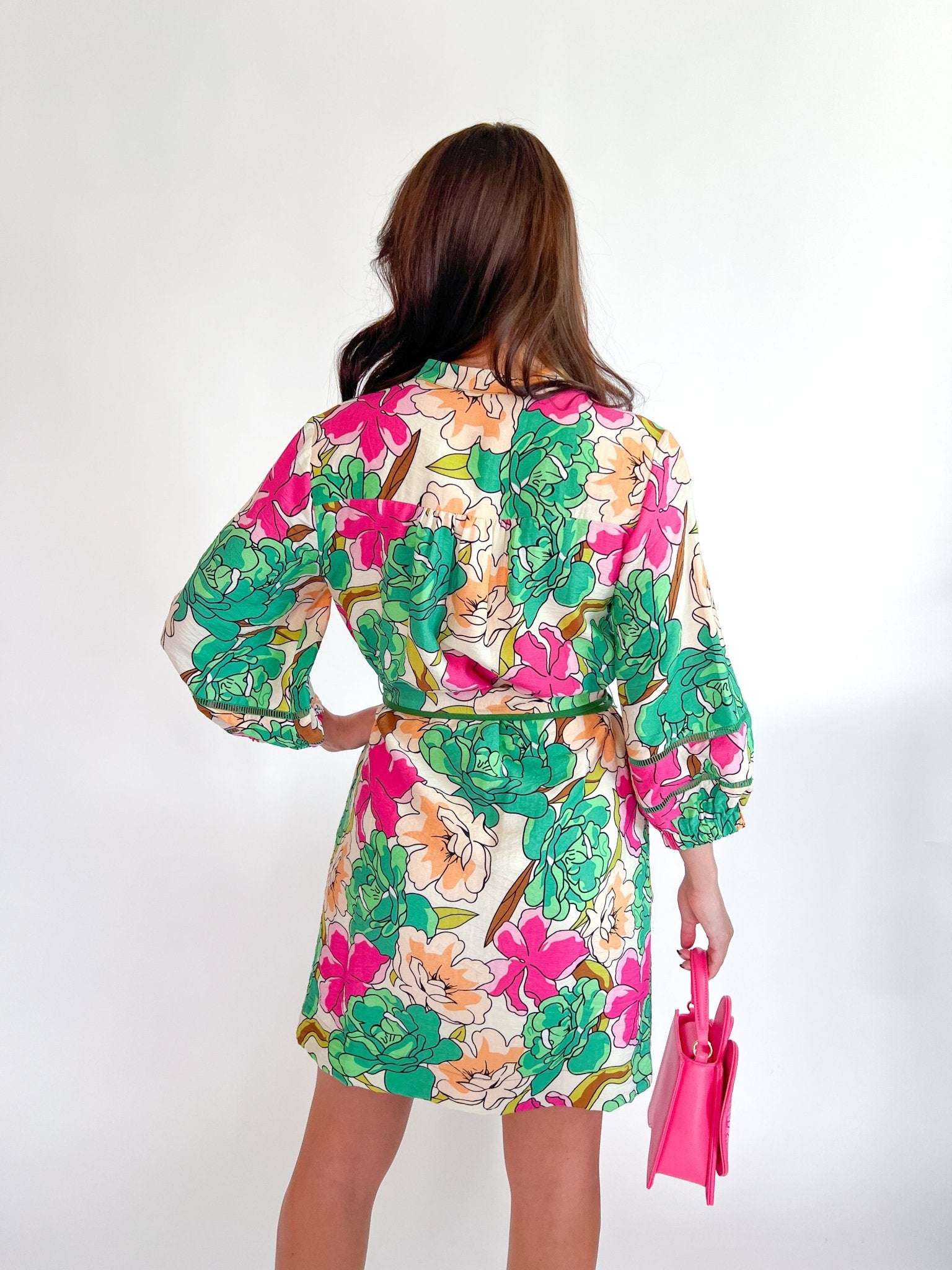 Petal Pop Front Split Button Dress - Swoon Boutique New Orleans