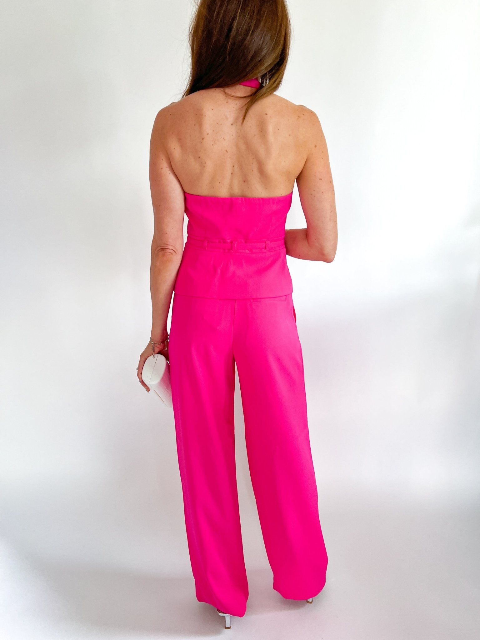 Pink Harry Suiting Belted Halter Top - Swoon Boutique New Orleans