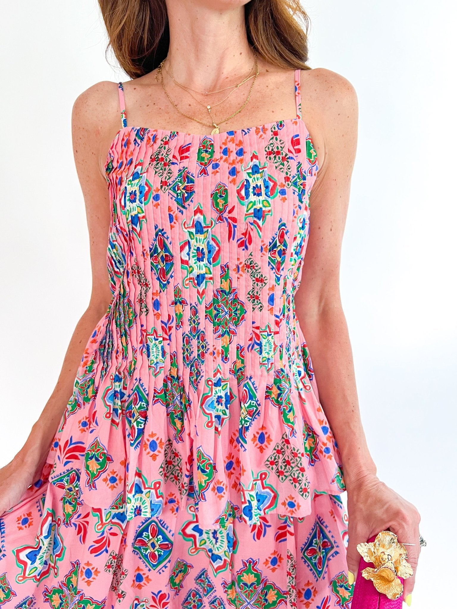 Print Pintucked Midi Dress - Swoon Boutique New Orleans