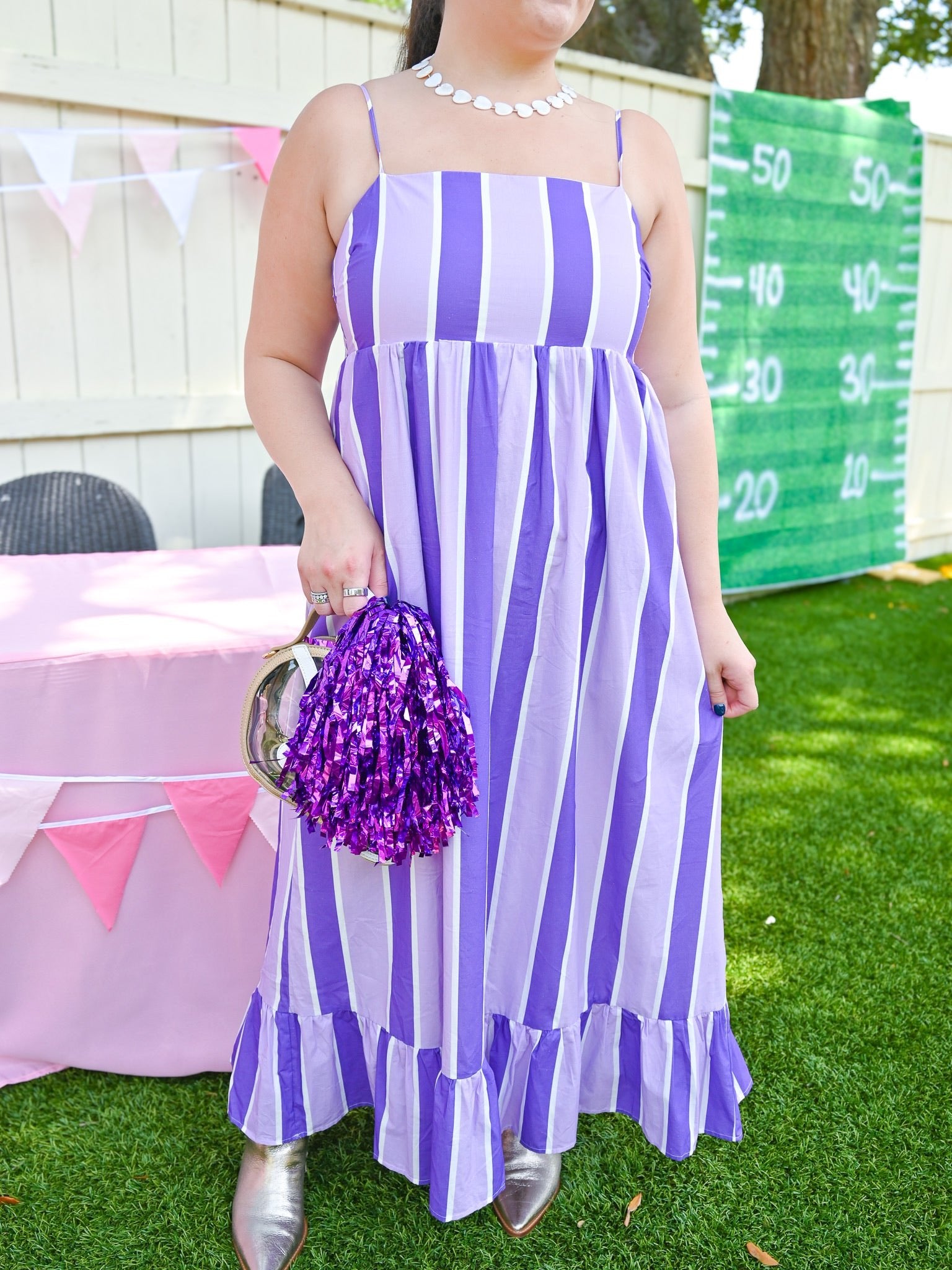 Purple Stripe Maxi Gameday Dress - Swoon Boutique New Orleans