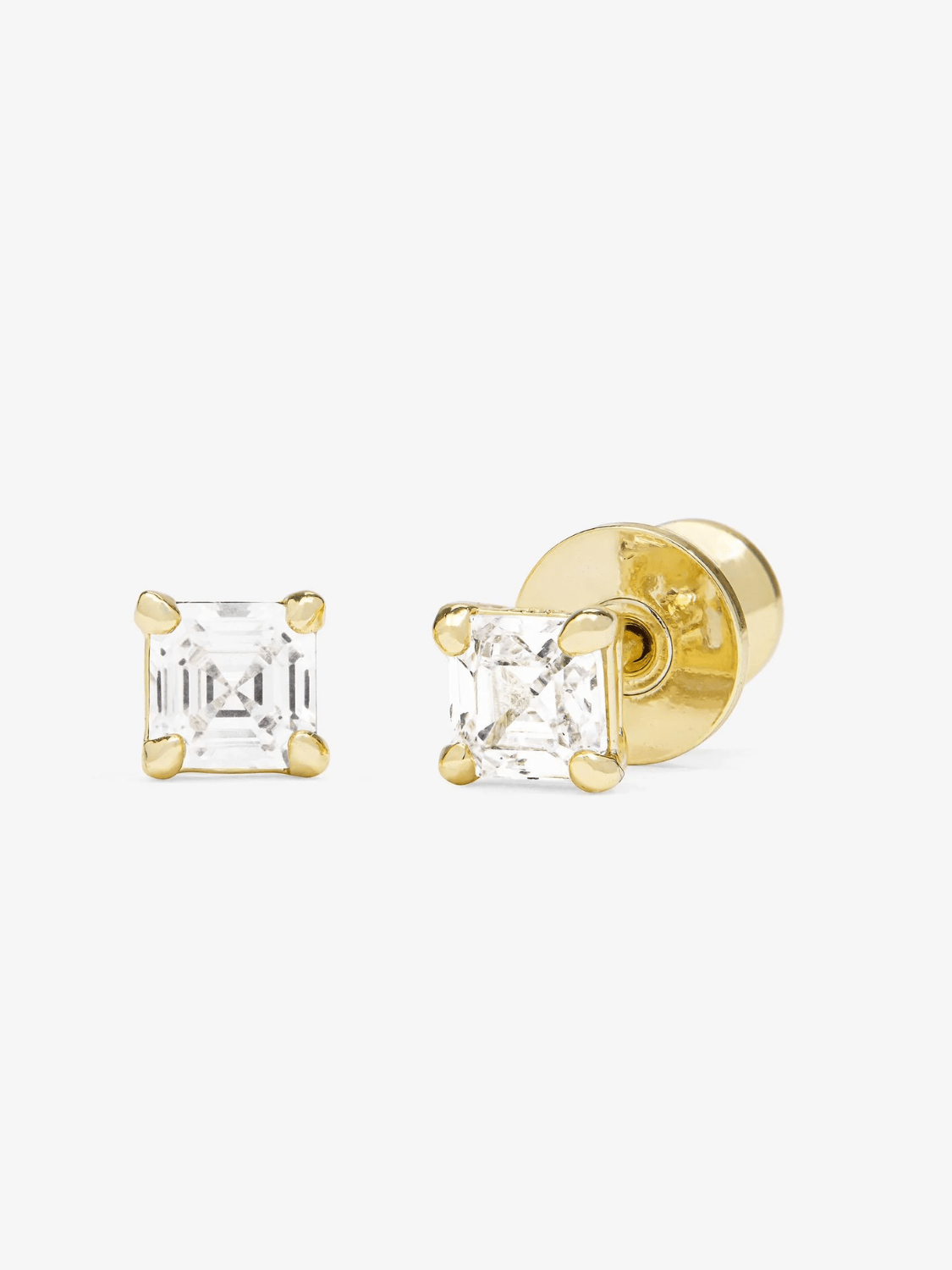 Queens 4mm Stud Earrings with simulated diamond in 18k gold plate by Melinda Maria