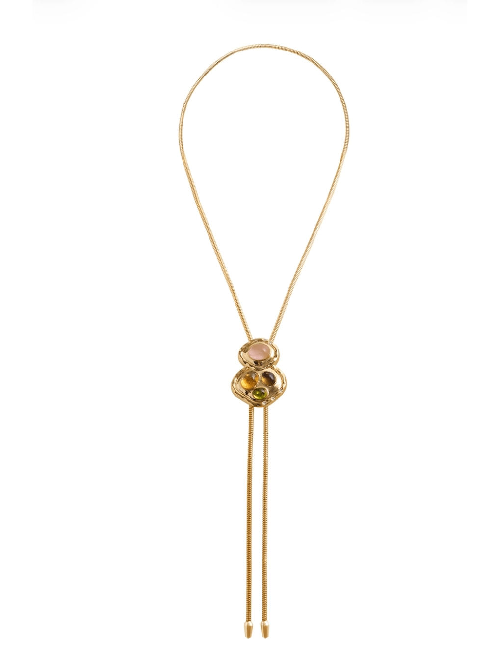 Multicolor rhinestone bolo-style necklace