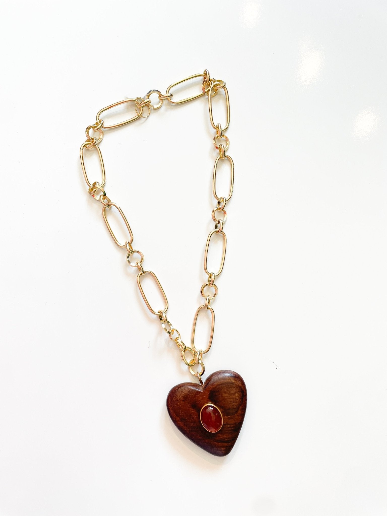 Romi Chain Heart & Carnelian Necklace - Swoon Boutique New Orleans
