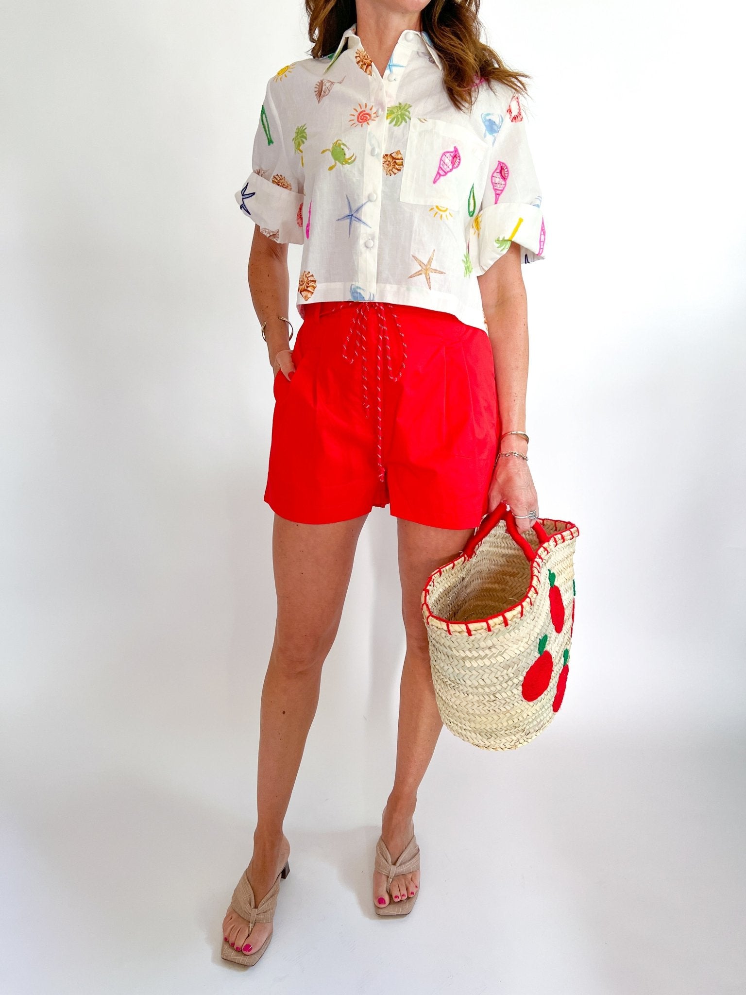 Rope Trim Pleated Shorts - Swoon Boutique New Orleans
