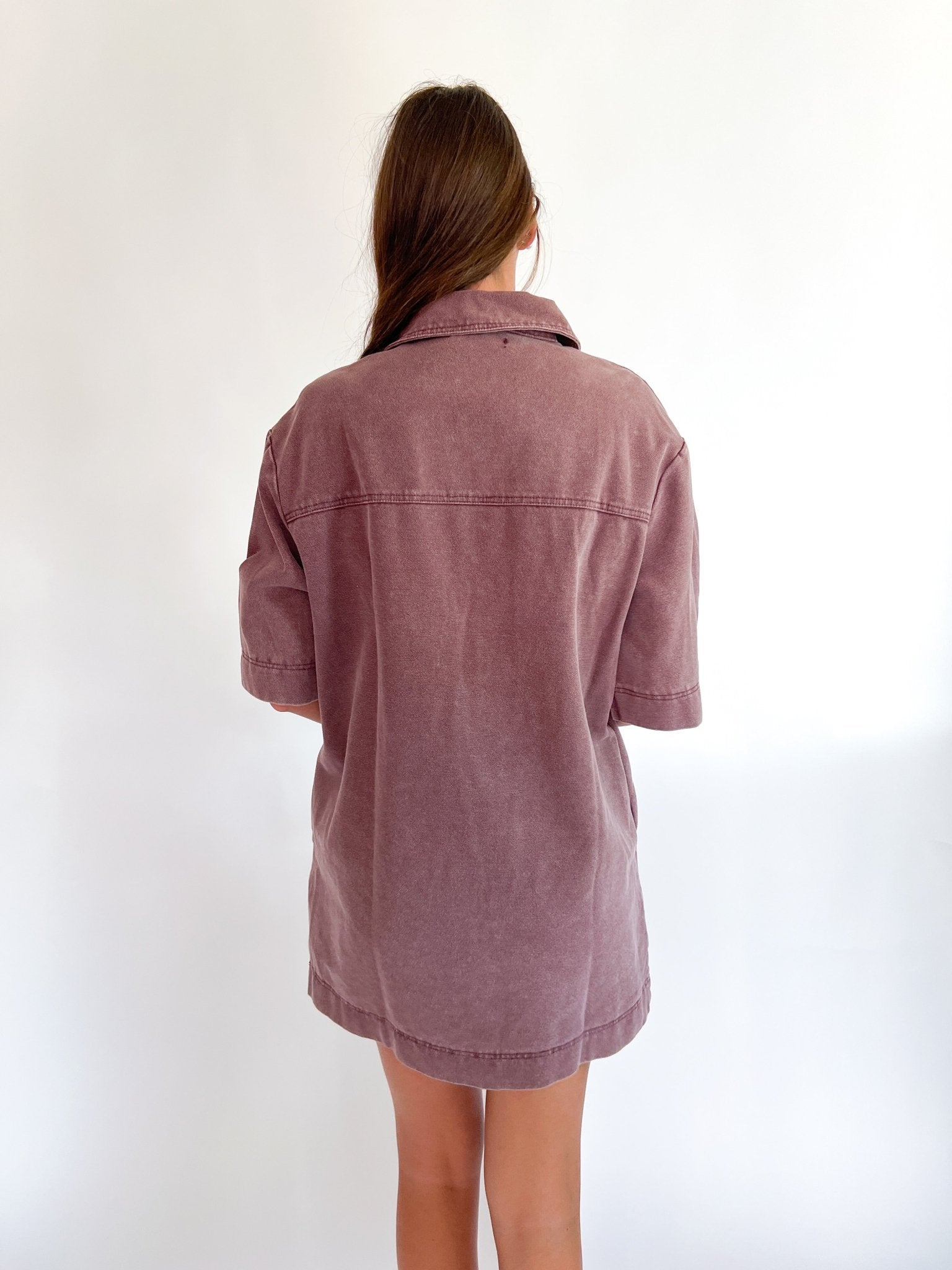 Rosie Washed Collared Mini Dress - Swoon Boutique New Orleans