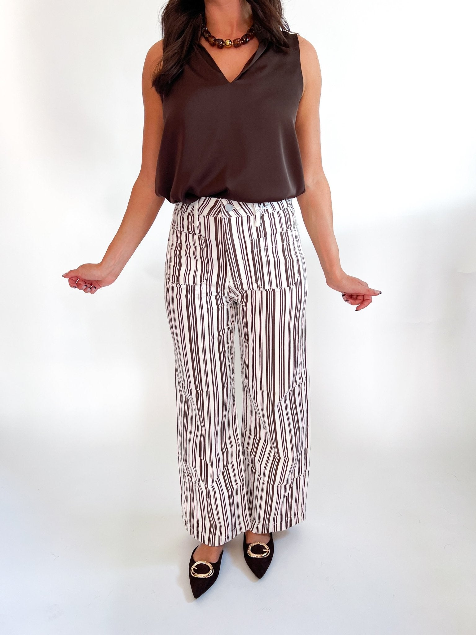 Ruffle Neck Shell Top - Swoon Boutique New Orleans