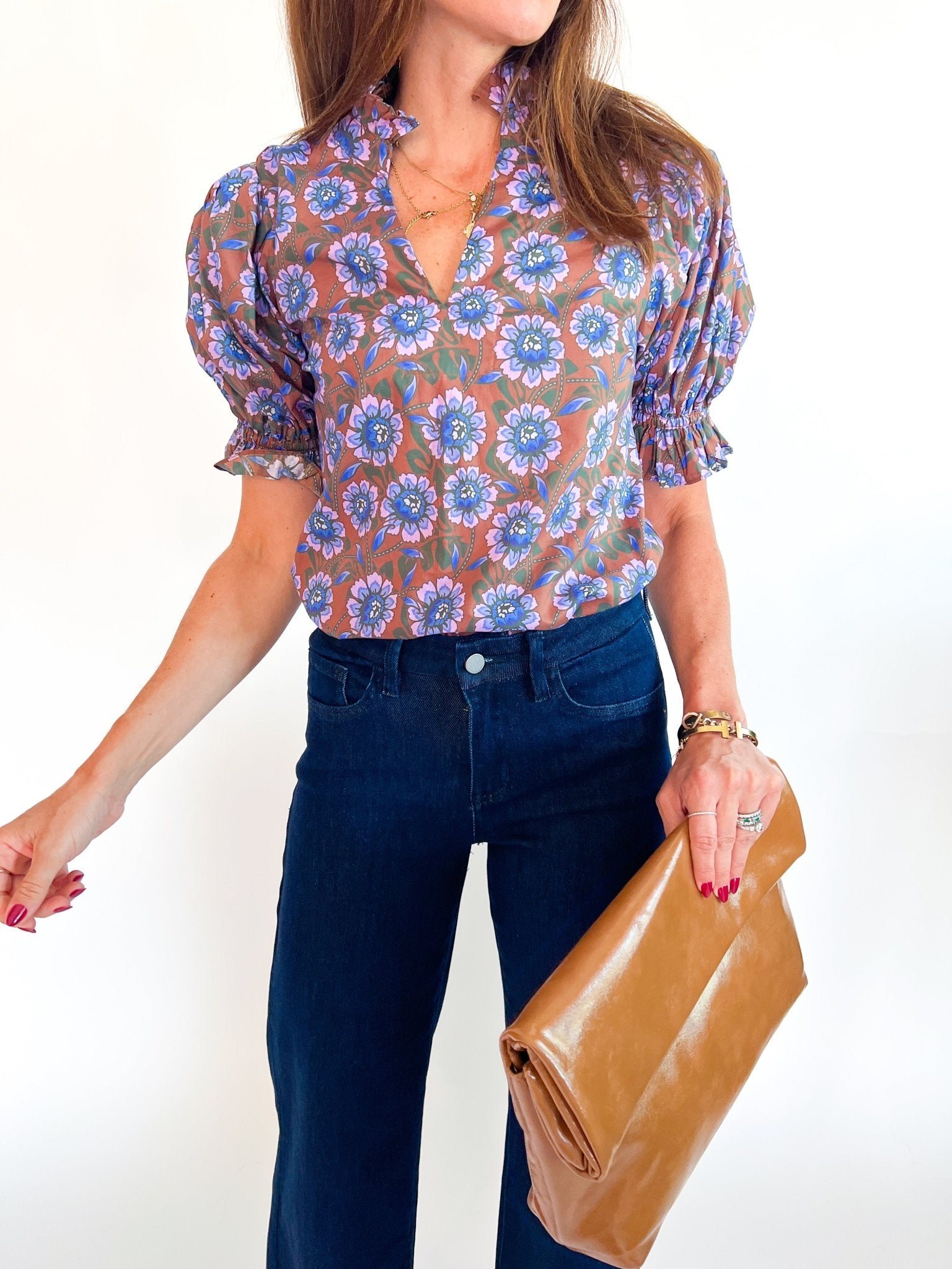 Sapphire Blossom Print Top - Swoon Boutique New Orleans
