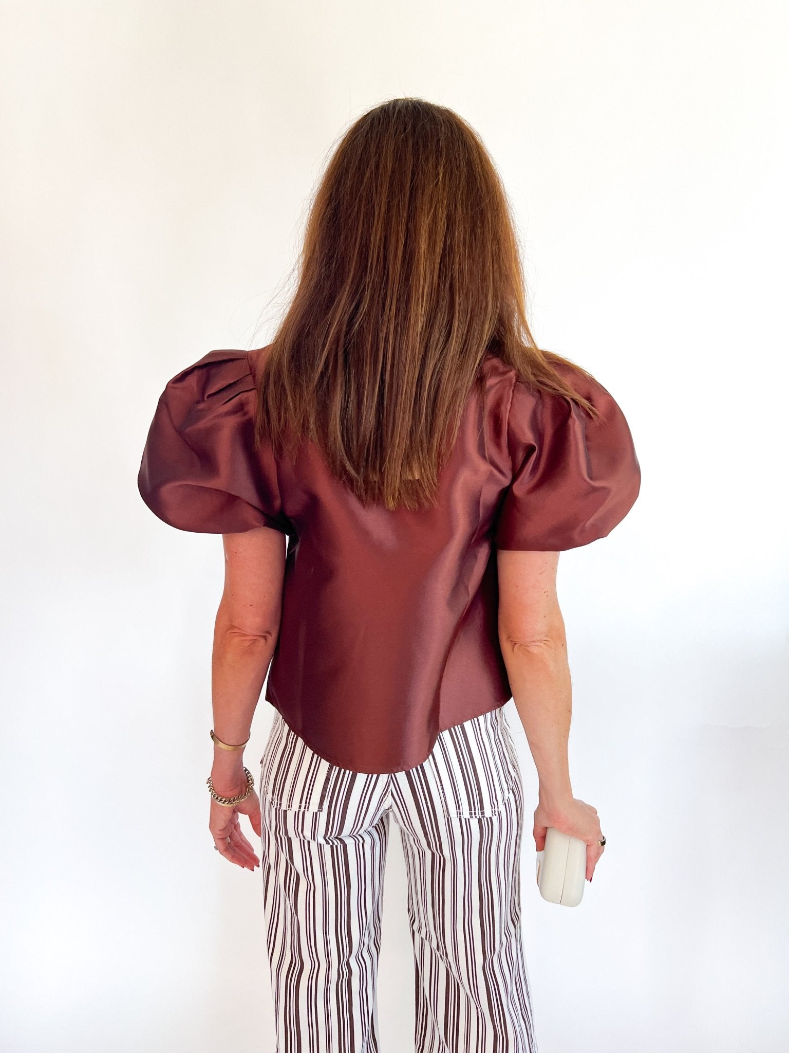 Satin Puff Sleeve Blouse - Swoon Boutique New Orleans