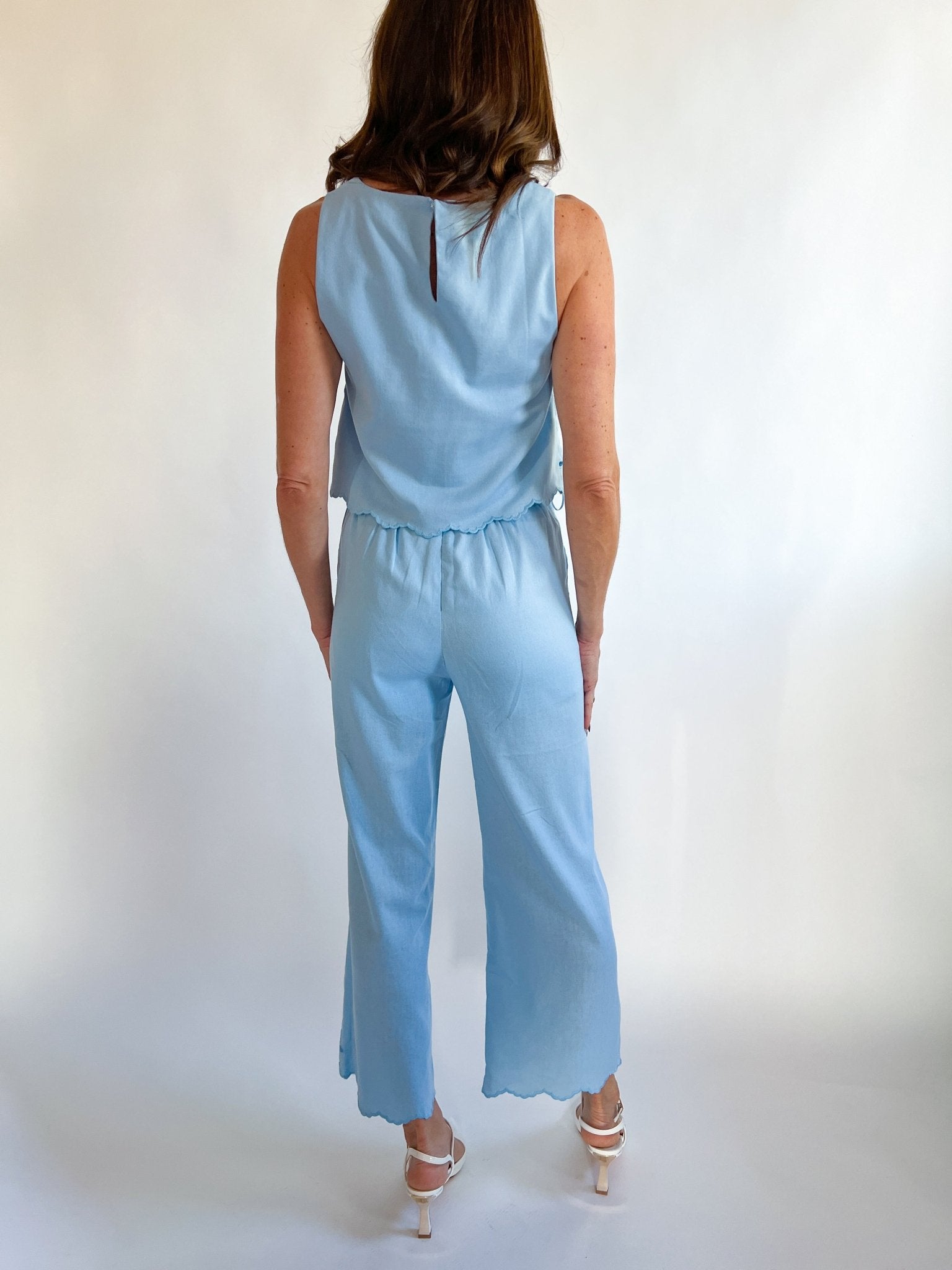 Scalloped Embroidered Pants - Swoon Boutique New Orleans