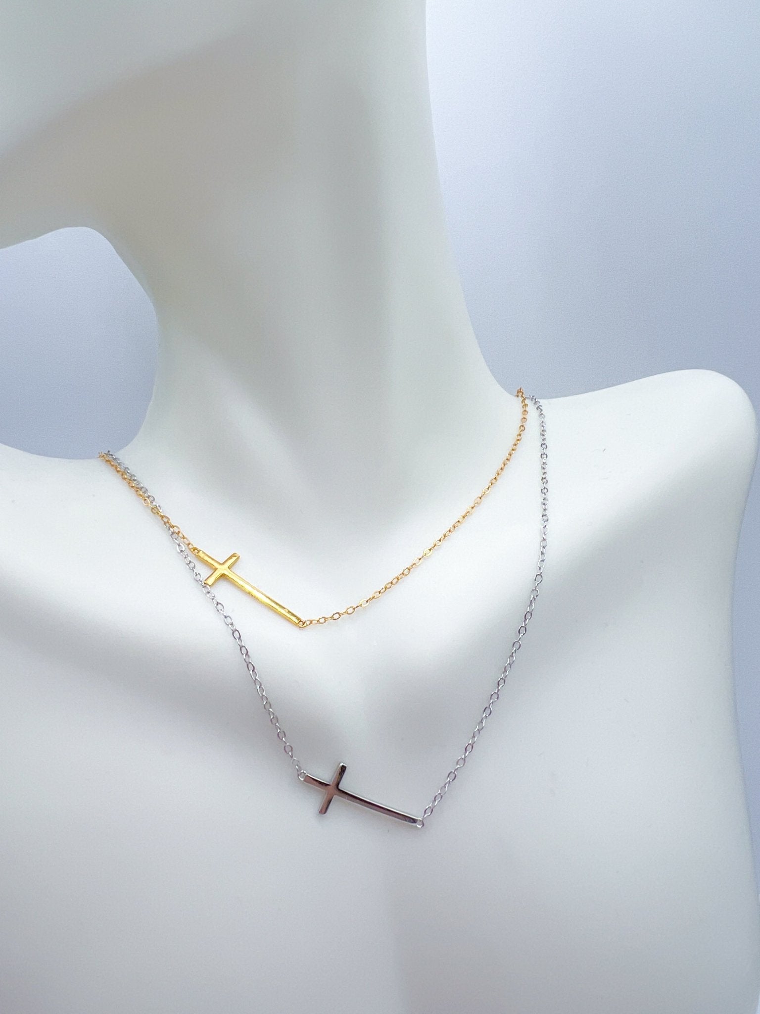 Sideway Cross Necklace - Swoon Boutique New Orleans