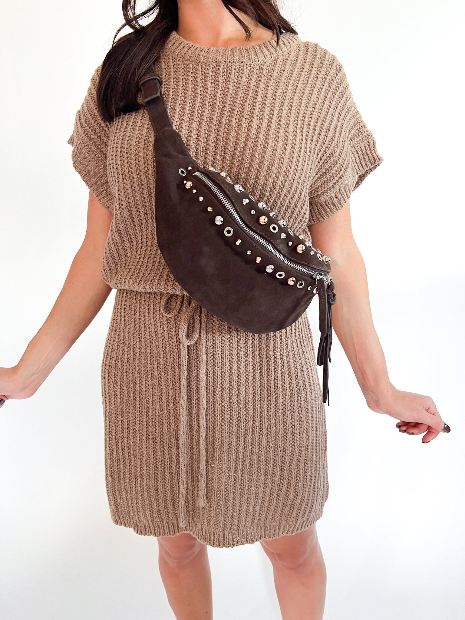 Sleeveless Knit Cinched Waist Mini Dress - Swoon Boutique New Orleans