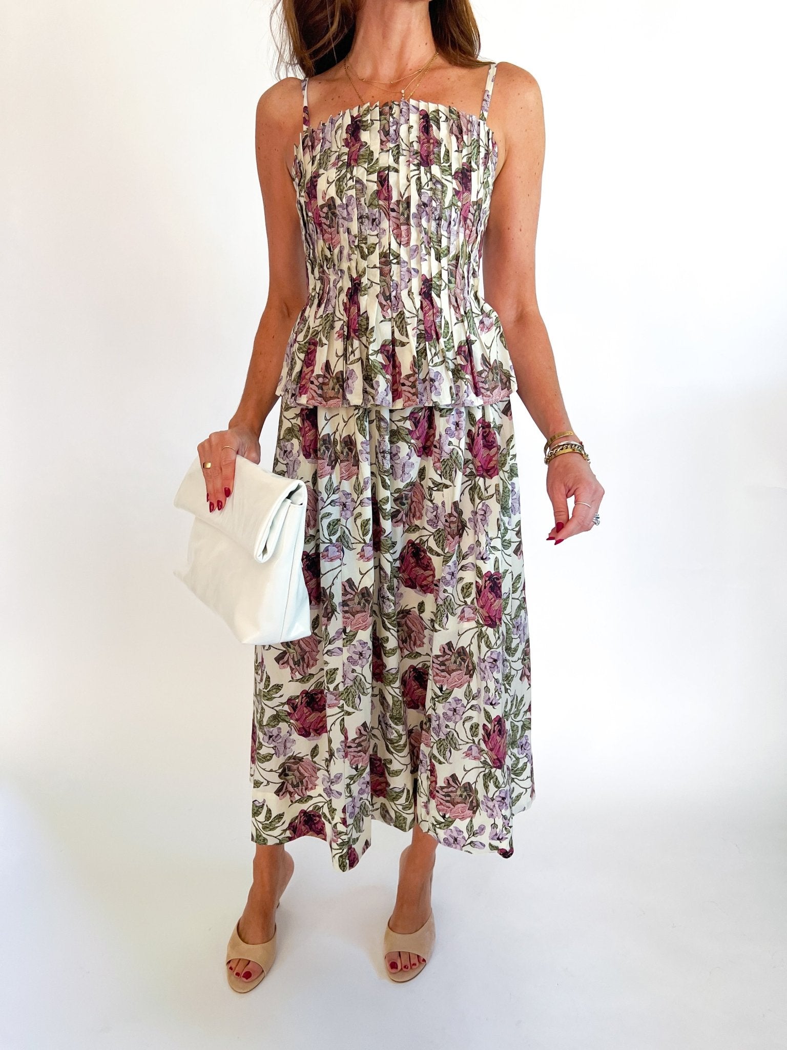 Smocked Floral Midi Skirt Dress - Swoon Boutique New Orleans