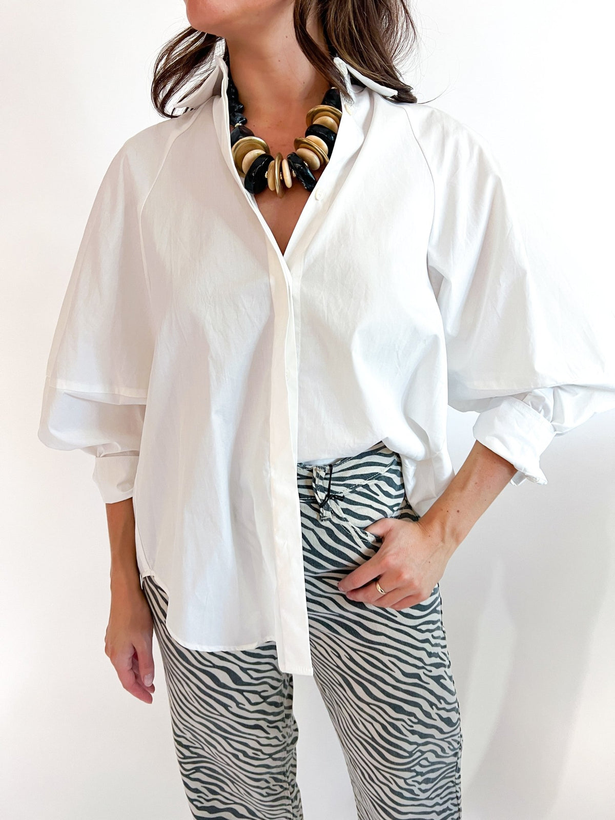 Solid Balloon Sleeve Shirt - Swoon Boutique New Orleans