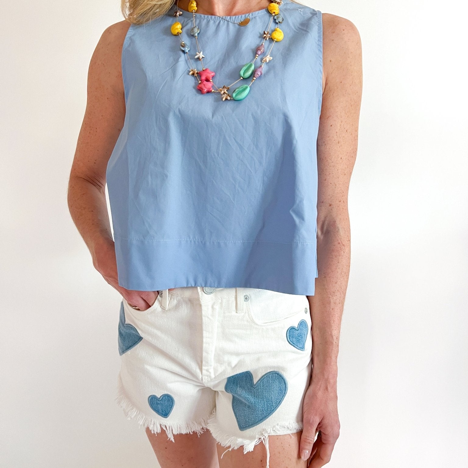 Solid Poplin Sleeveless Top - Swoon Boutique New Orleans