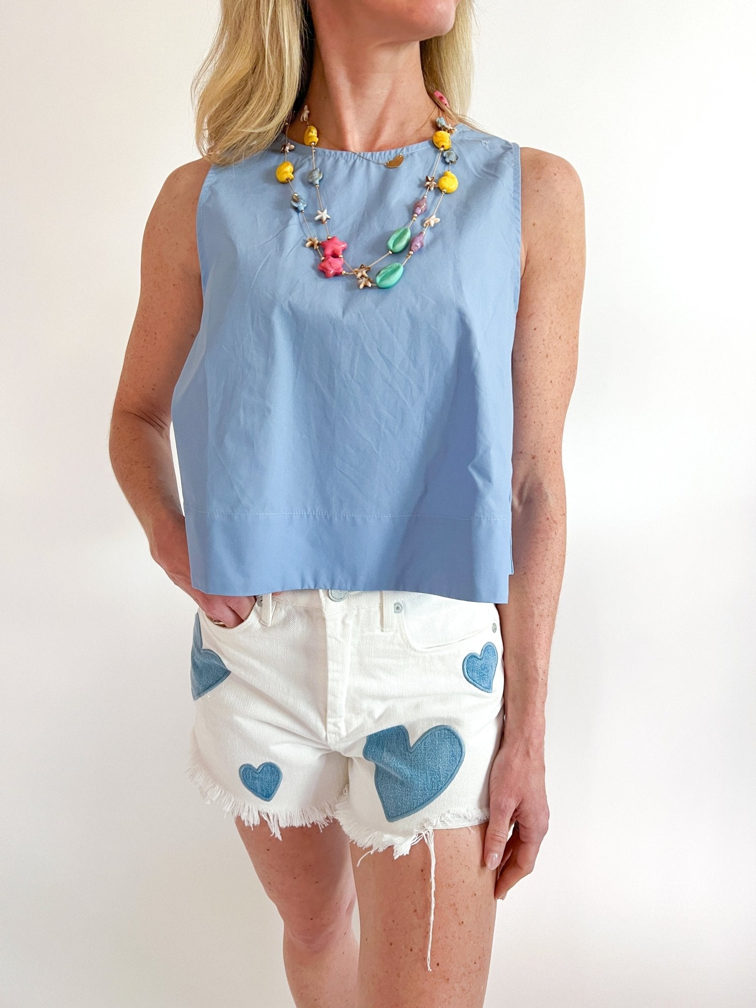 Solid Poplin Sleeveless Top - Swoon Boutique New Orleans