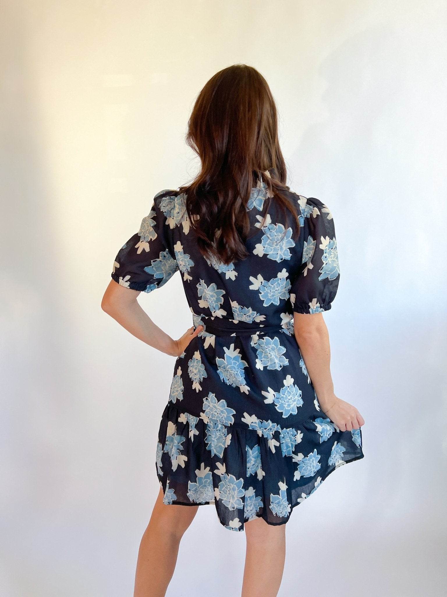 Split Neck Flounce Dress - Swoon Boutique New Orleans