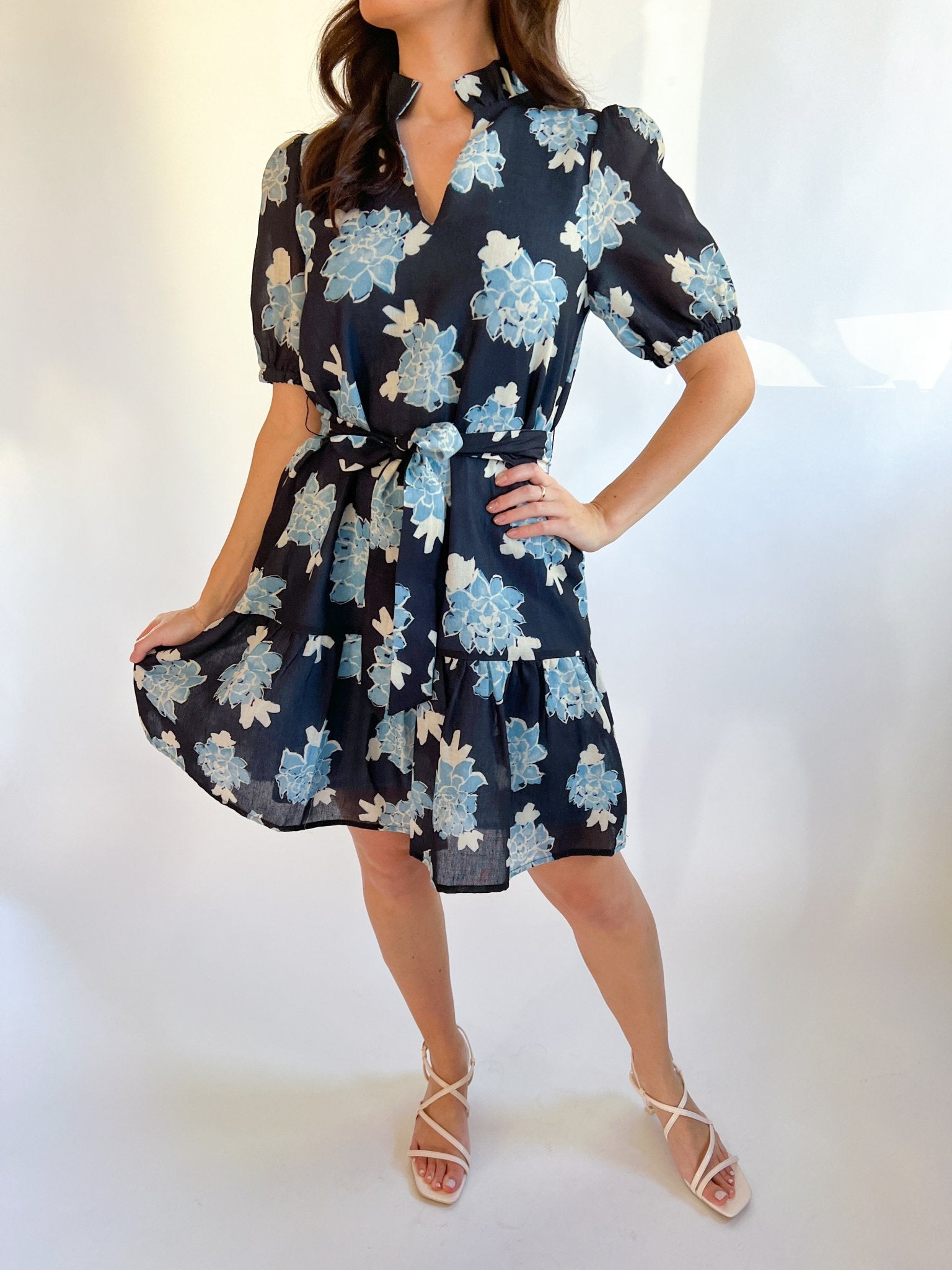 Split Neck Flounce Dress - Swoon Boutique New Orleans