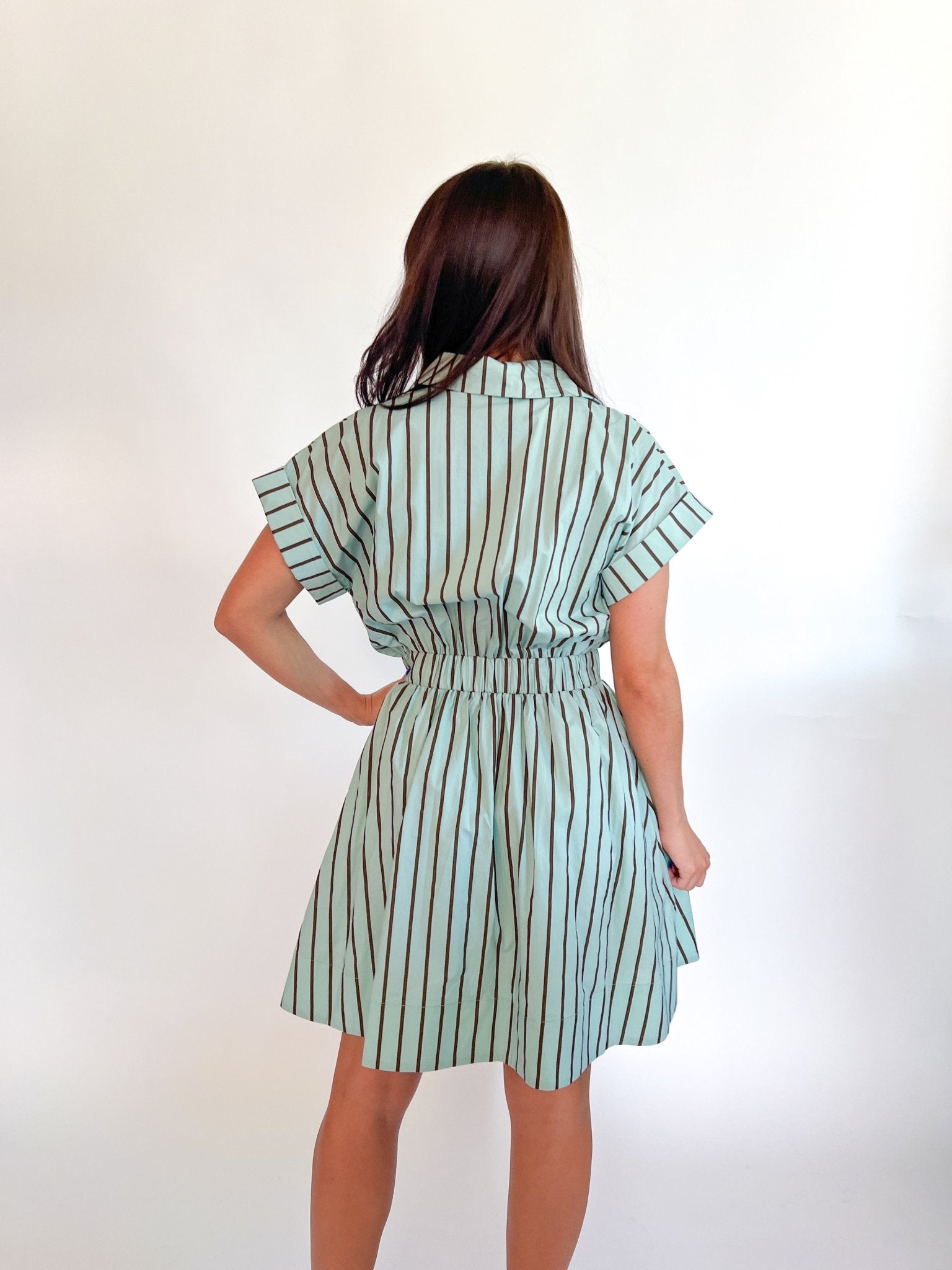 Stripe Button Front Mini Dress - Swoon Boutique New Orleans