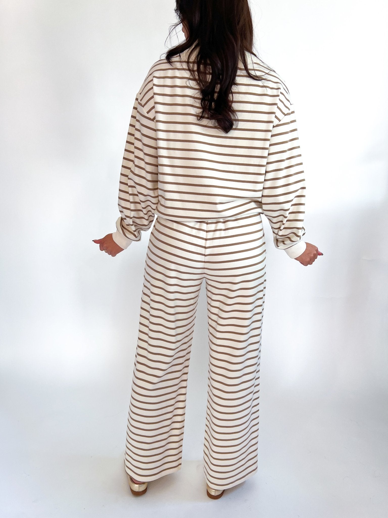 Stripe Half Zip-Up Contrast Sweatshirt - Swoon Boutique New Orleans