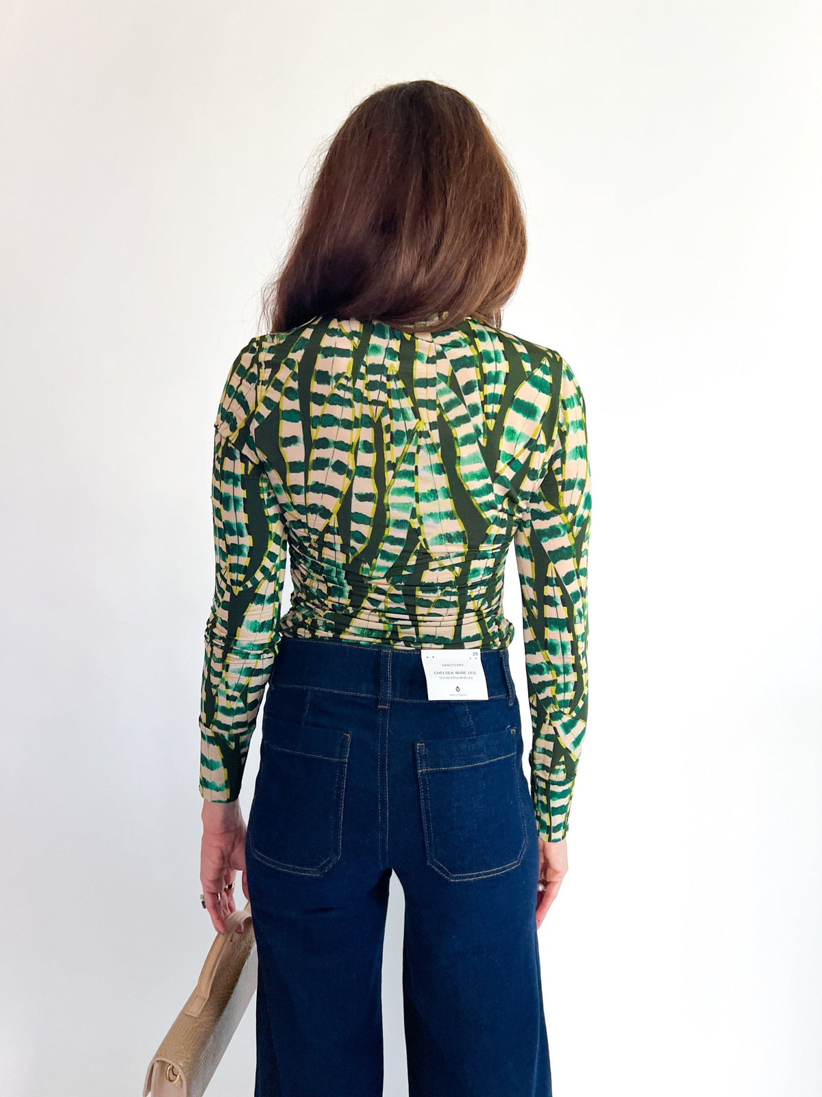 Striped Leaves Moss Green Blouse - Swoon Boutique New Orleans