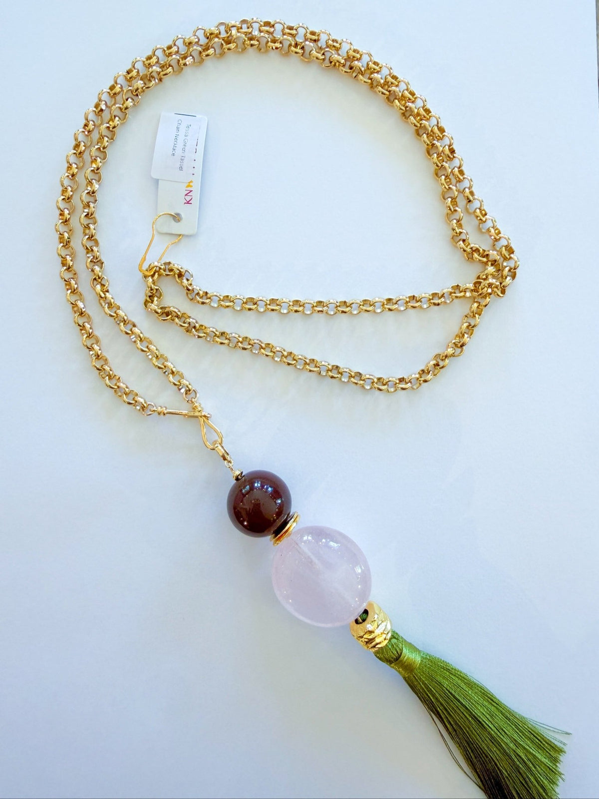 Tessa Green Tassel Chain Necklace - Swoon Boutique New Orleans