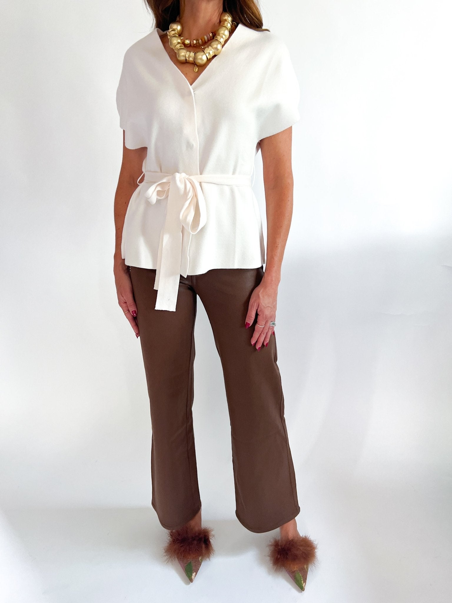 Tie Waist V Neck Top - Swoon Boutique New Orleans