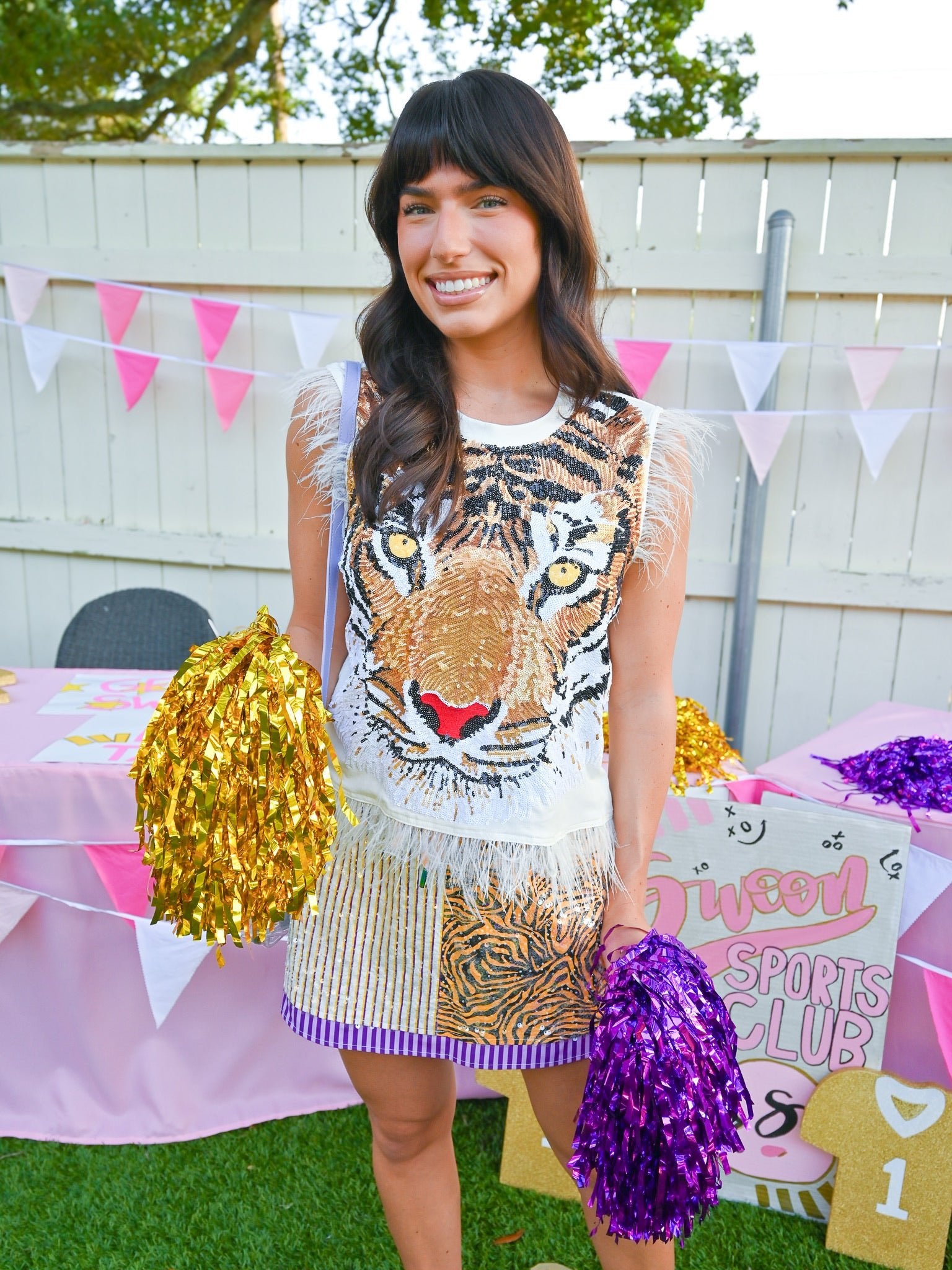 Tiger Feather Trim Tank - Swoon Boutique New Orleans