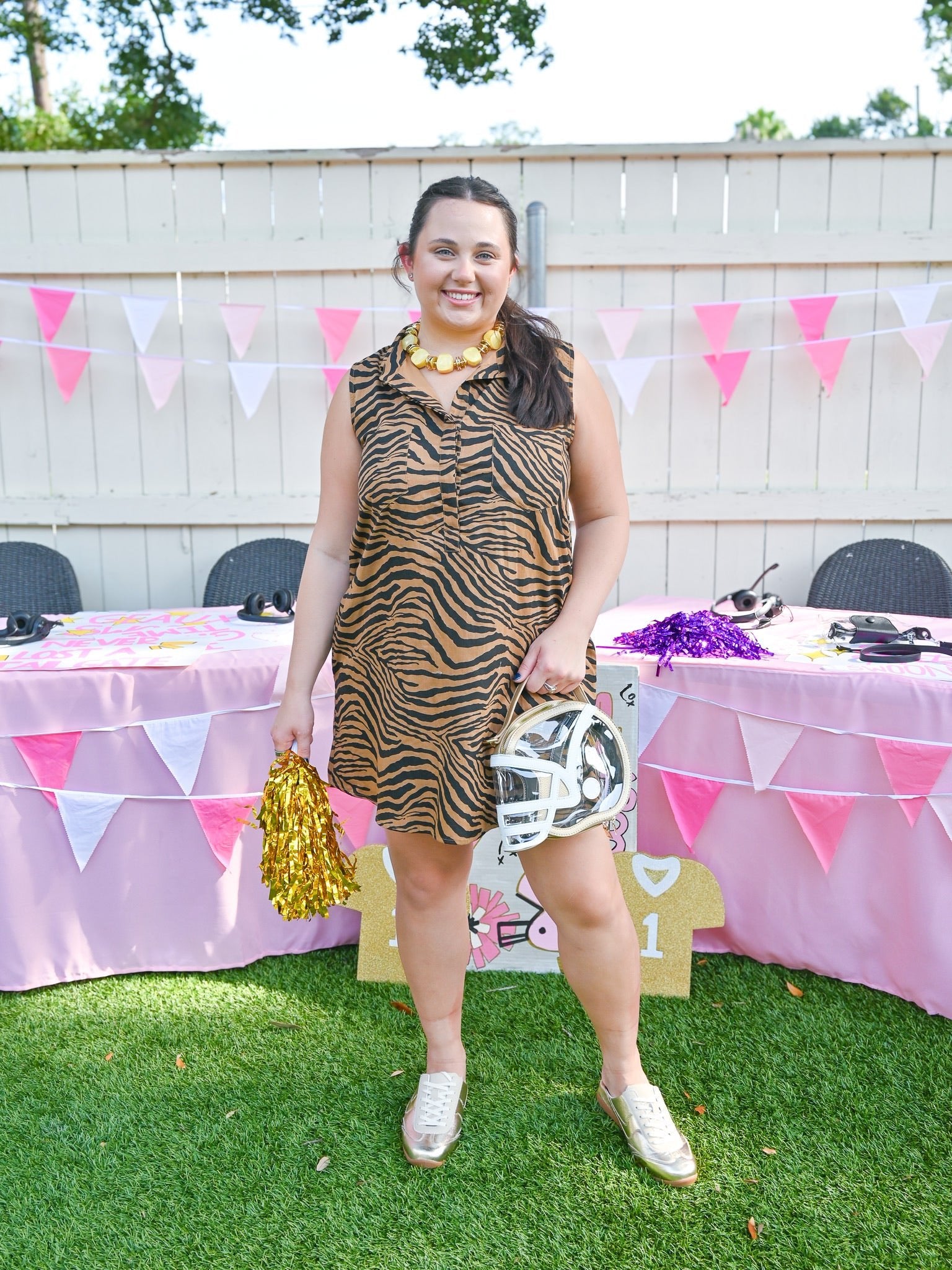 Tiger Print Button Down Shirt Dress - Swoon Boutique New Orleans