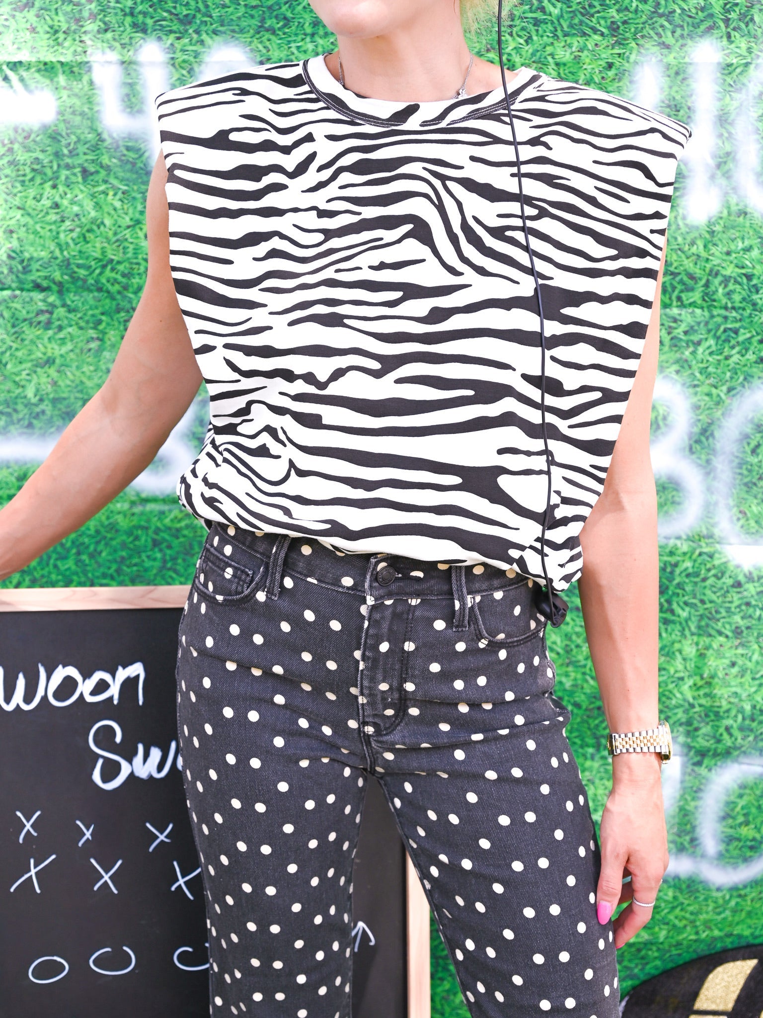 Tiger Print Padded Shoulder Tee - Swoon Boutique New Orleans