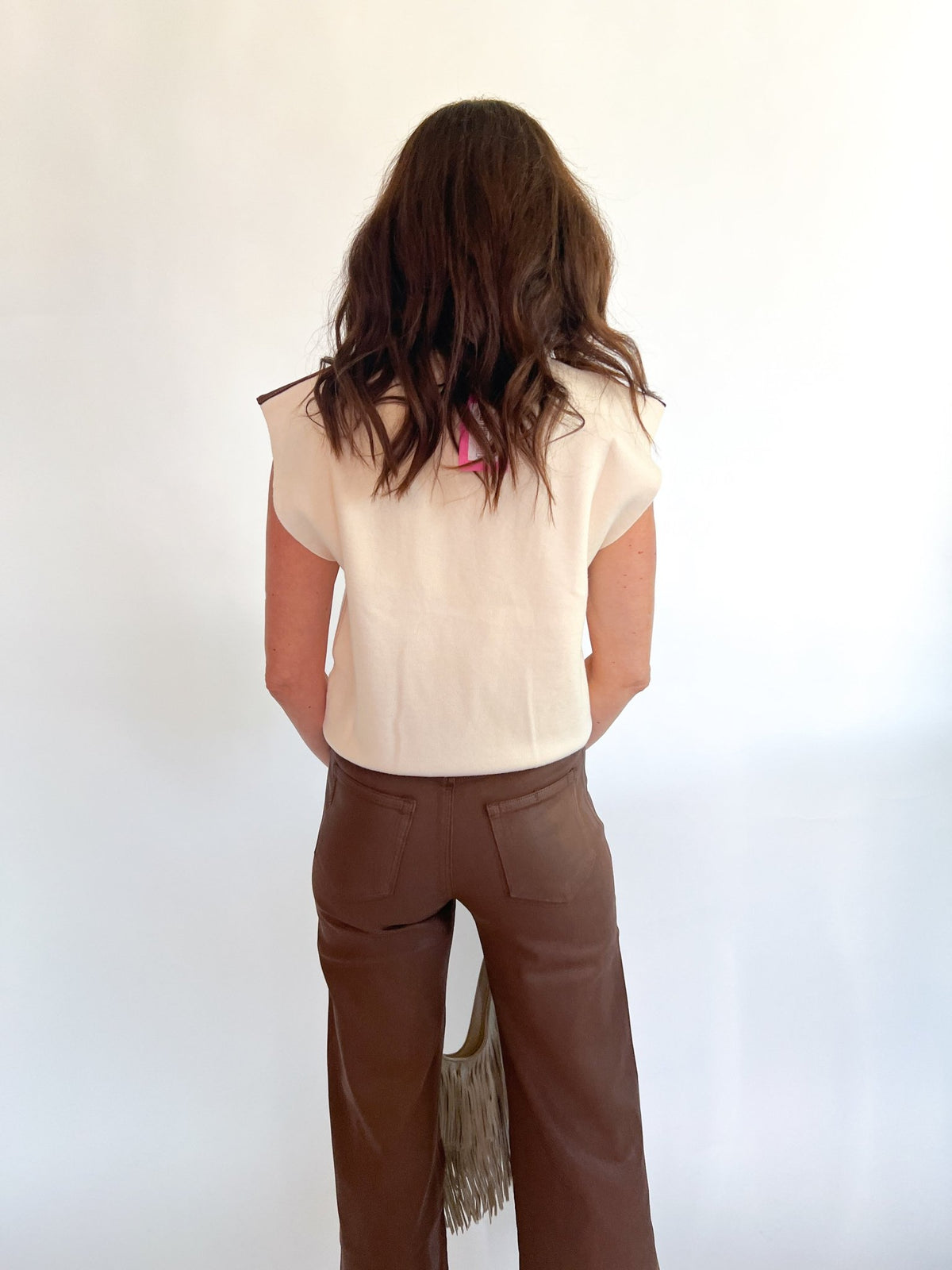 Turtle Neck Vest w/ Suede Shoulder Detail - Swoon Boutique New Orleans
