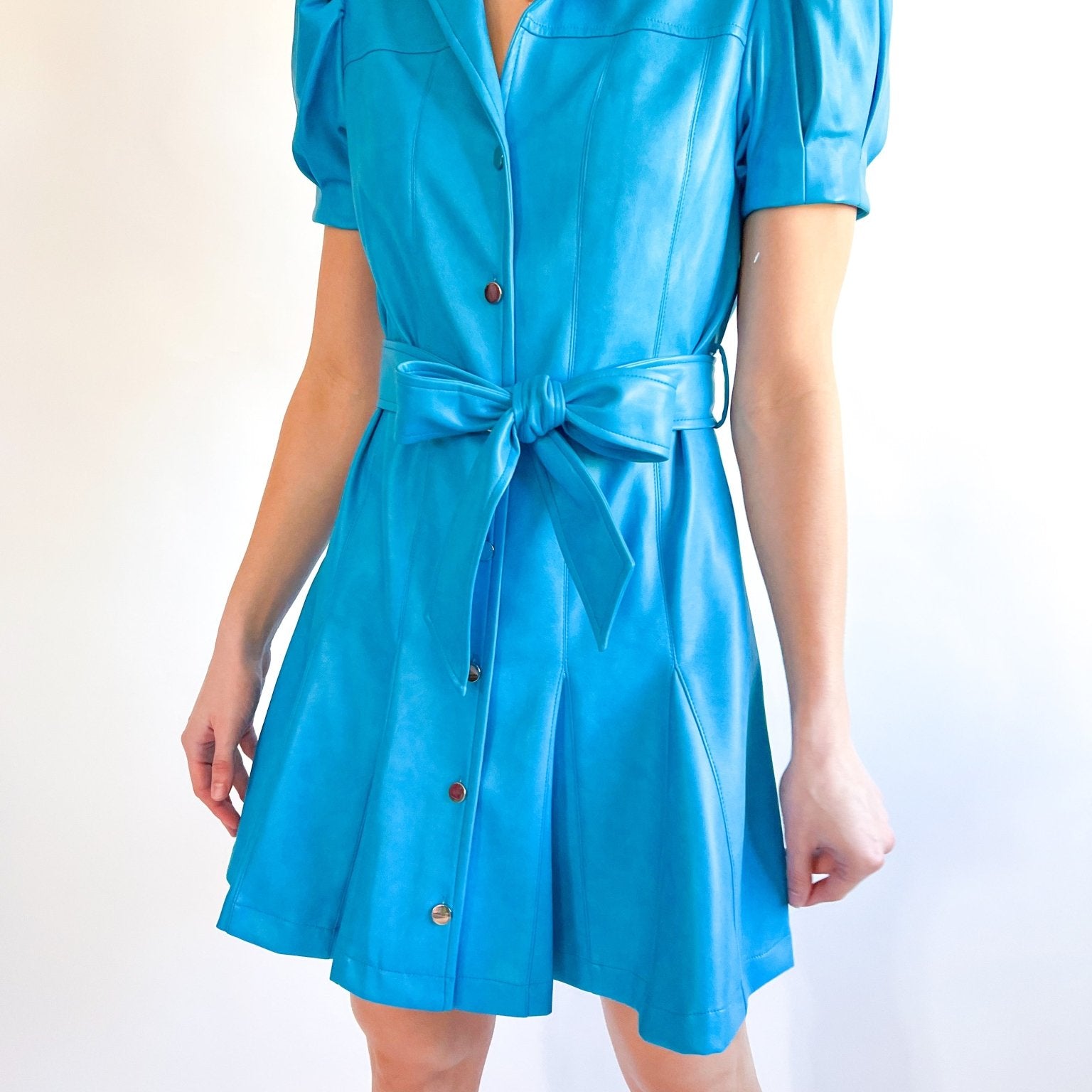 Vegan Leather Flutter Sleeve Dress - Swoon Boutique New Orleans