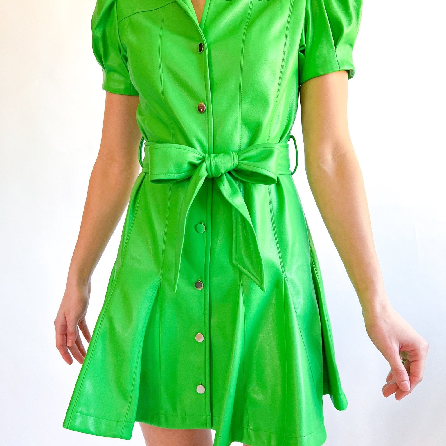 Vegan Leather Flutter Sleeve Dress - Swoon Boutique New Orleans