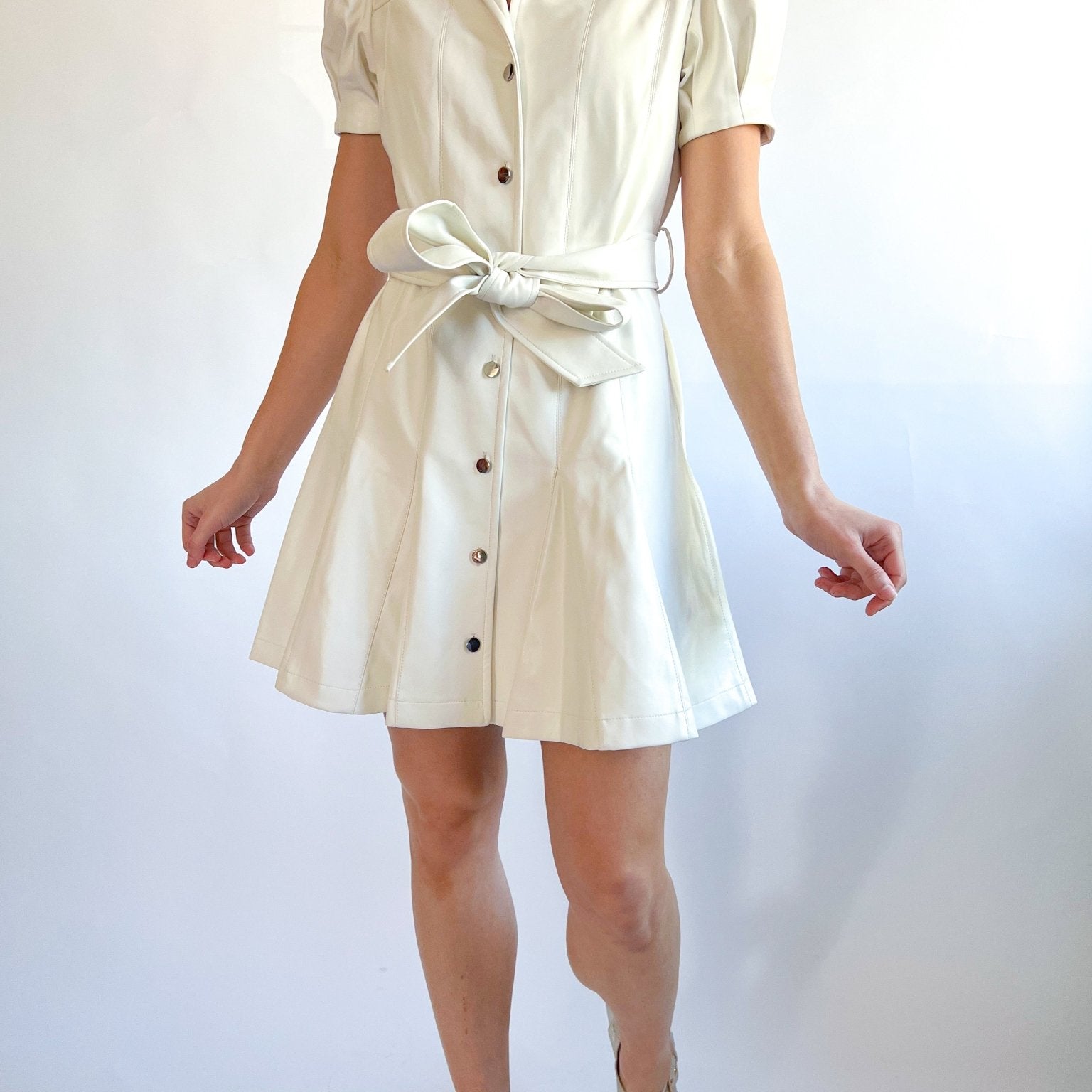 Vegan Leather Flutter Sleeve Dress - Swoon Boutique New Orleans
